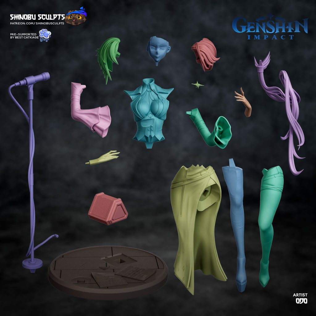 Arlecchino (Genshin Impact) resin figure by Shinobu Sculpts — studio render 8