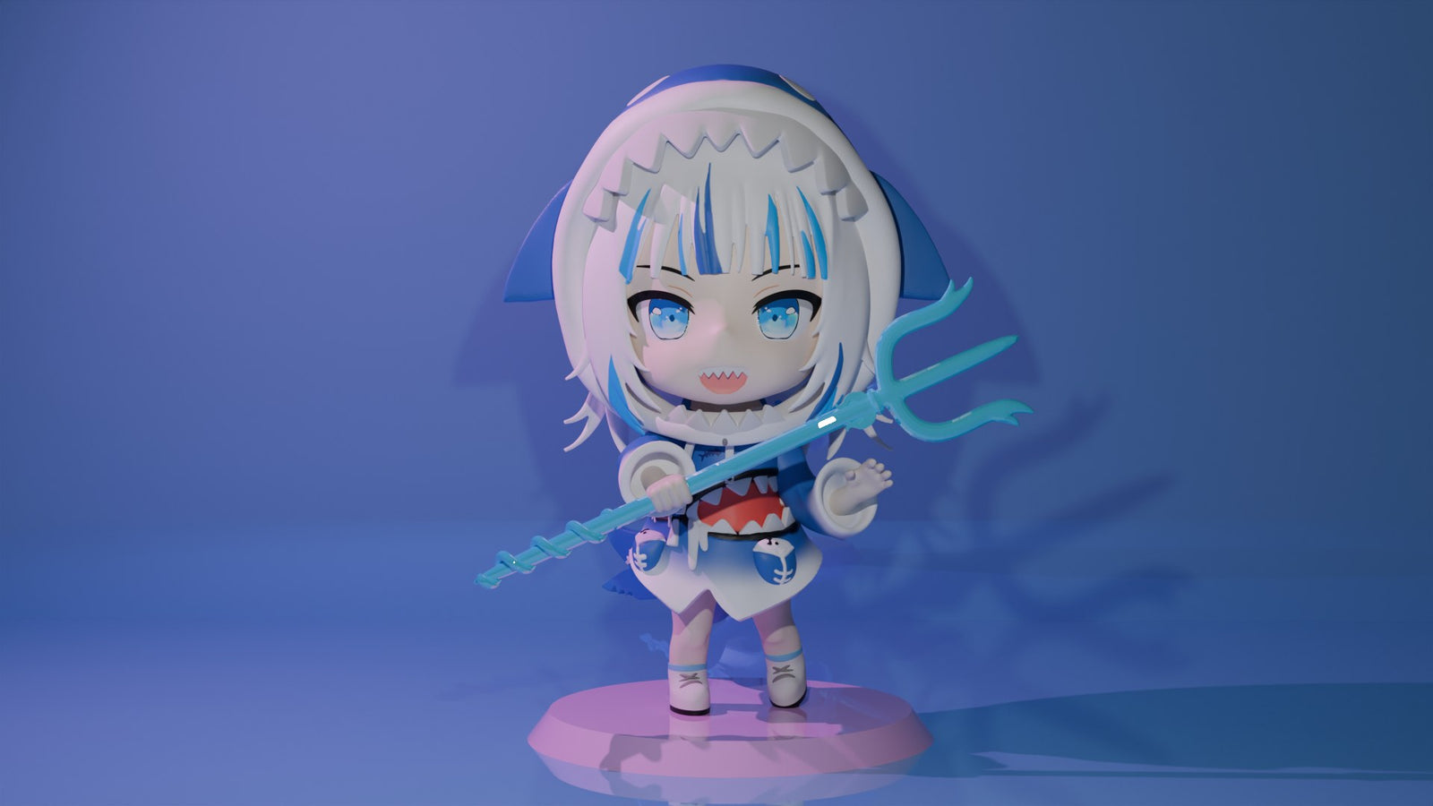 Gawr Gura (Hololive) resin figure by RemyJF — studio render 1