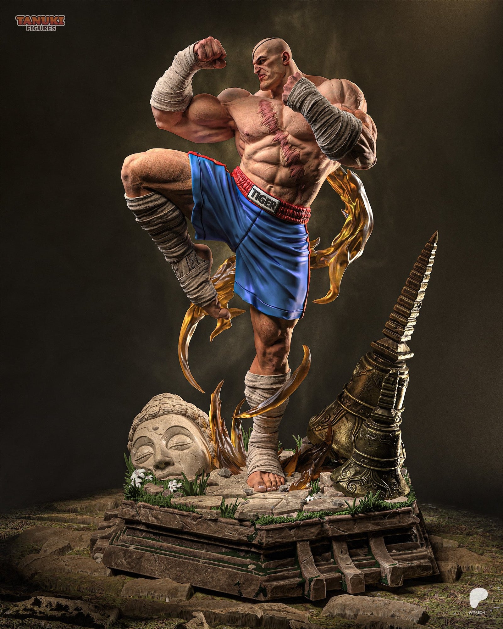 Sagat (Street Fighter) resin figure by Tanuki Figures — studio render 1
