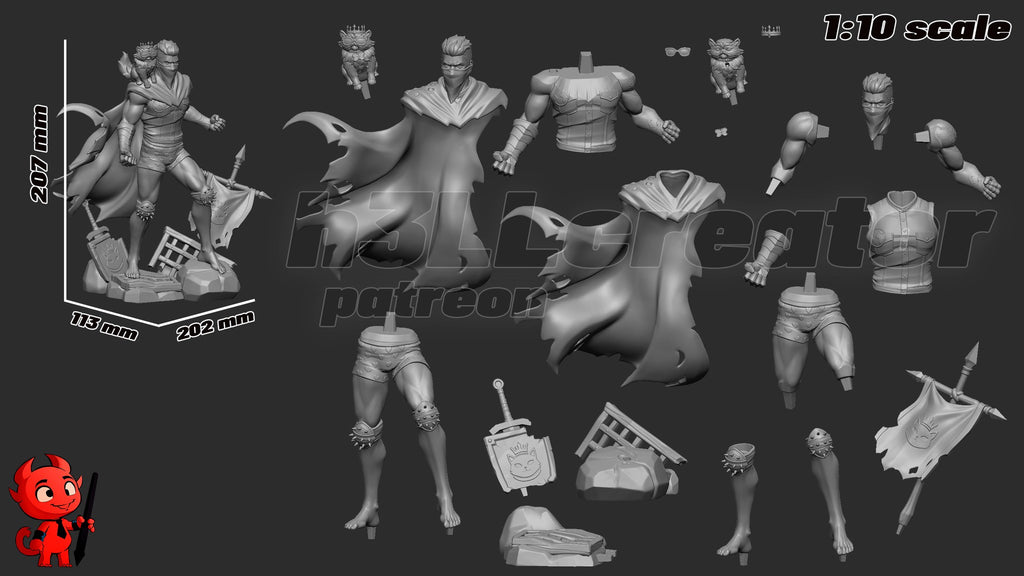 Carl and Princess Donut (Dungeon Crawler Carl) resin figure by h3LLcreator — studio render 9