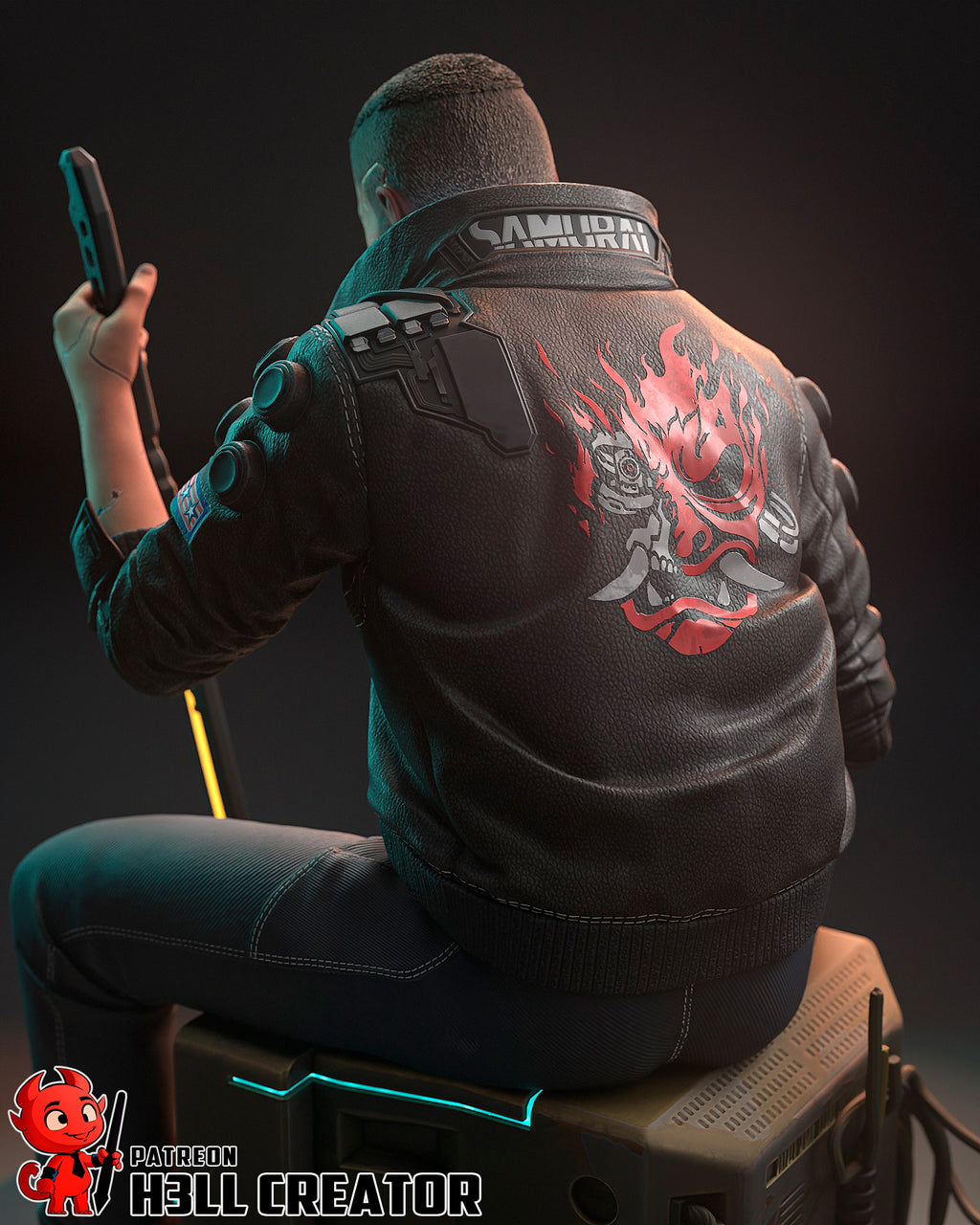 Male V (Cyberpunk 2077) resin figure by h3LLcreator — studio render 8