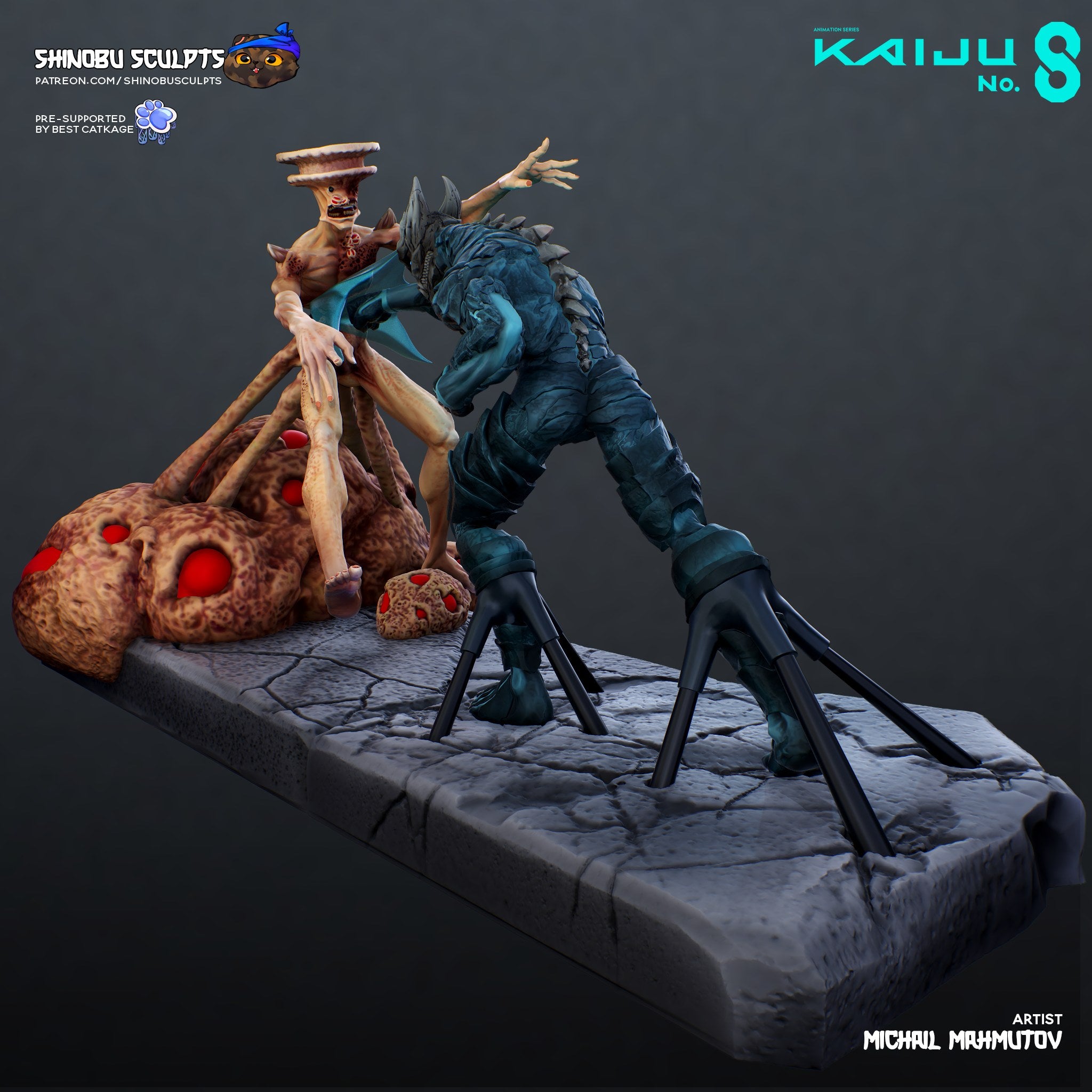 Kaiju No. 8 + Kaiju No. 9 (Kaiju No. 8) resin figure by Shinobu Sculpts — studio render 6
