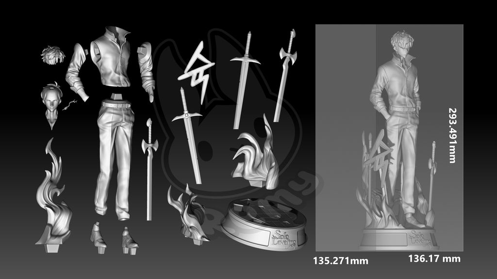 Sung Jin-Woo (Solo Leveling) resin figure by RemyJF — studio render 4