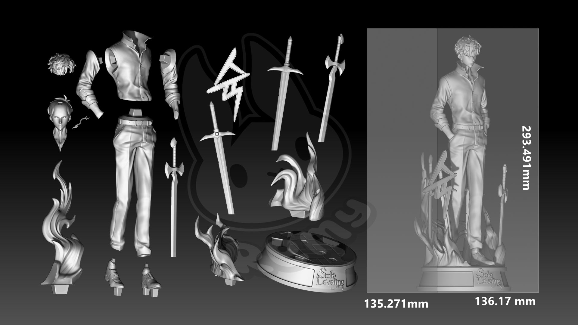 Sung Jin-Woo (Solo Leveling) resin figure by RemyJF — studio render 4