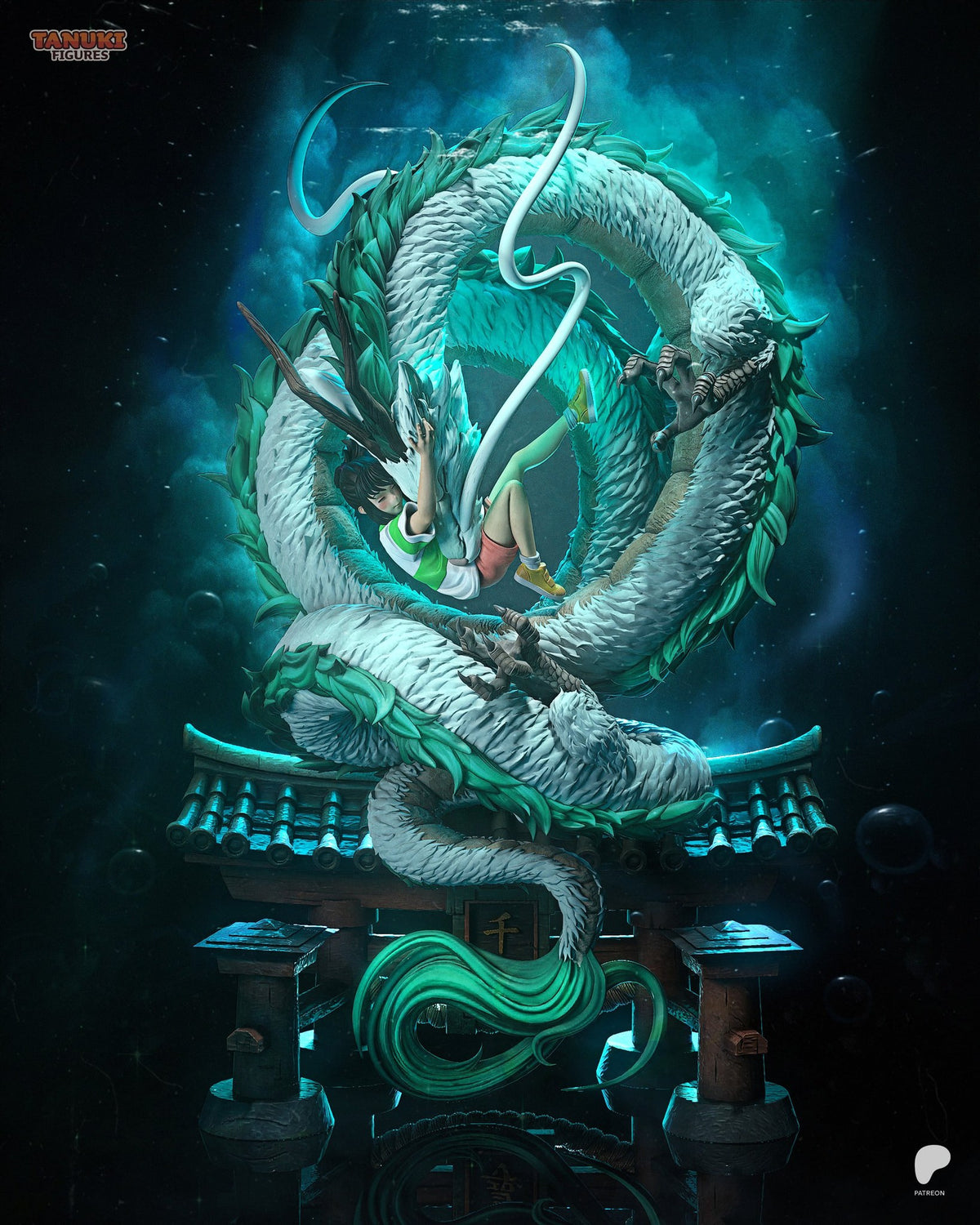 Chihiro and Haku (Spirited Away) resin figure by Tanuki Figures — studio render 1