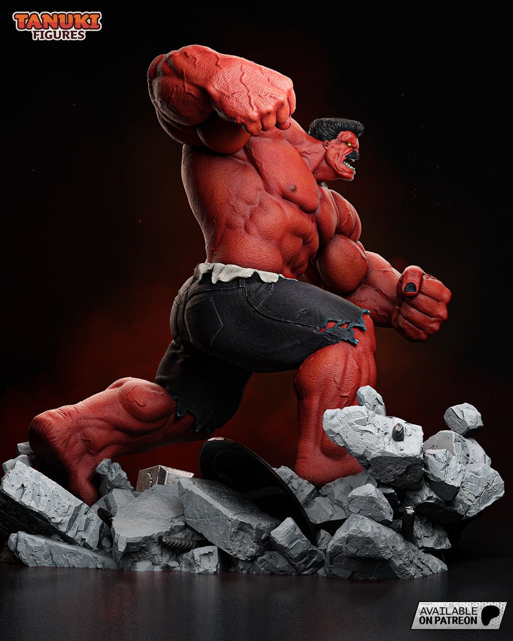 Red Hulk (Marvel) resin figure by Tanuki Figures — studio render 2