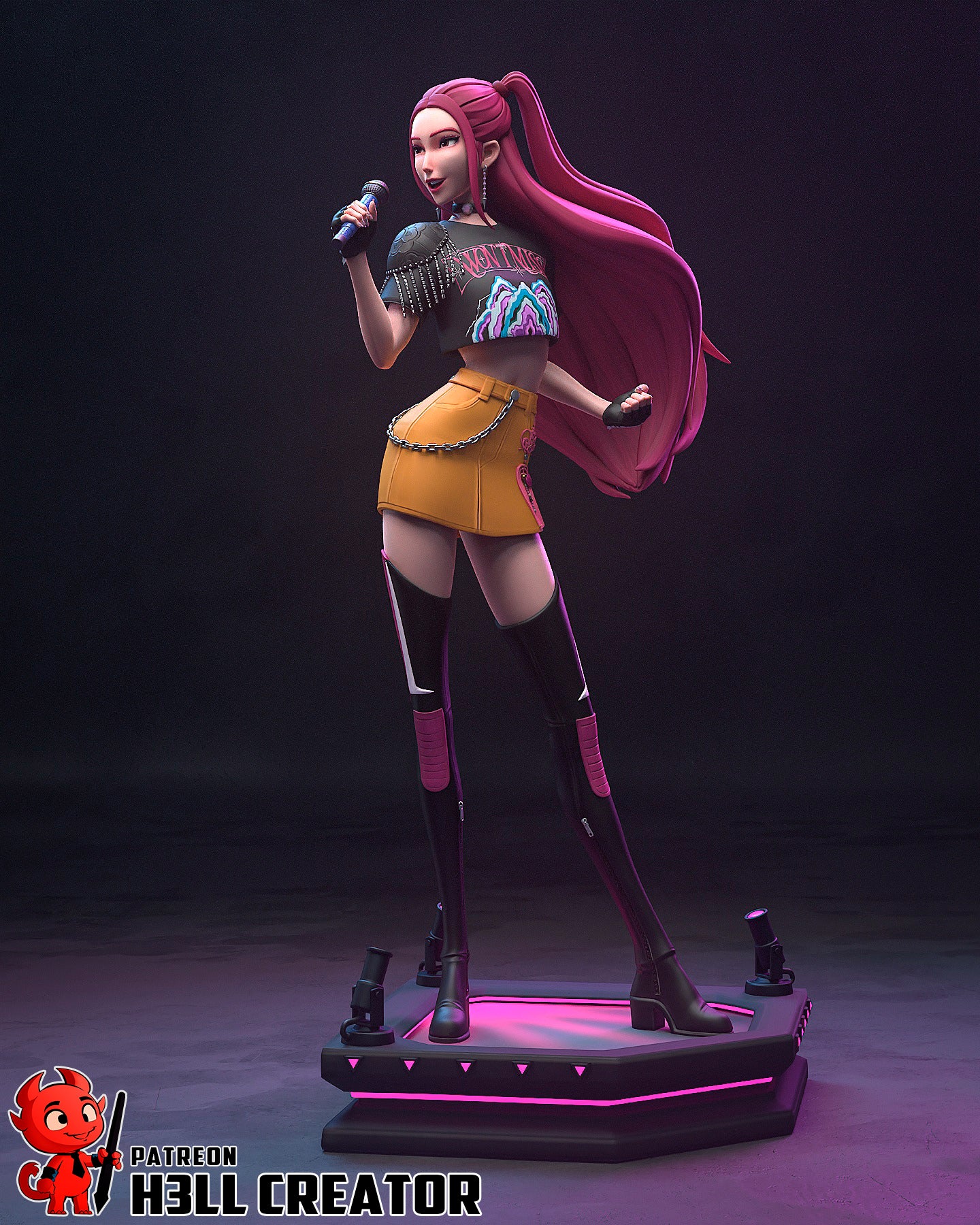 Rumi, Mira and Zoey (KPop Demon Hunters) resin figure by h3LLcreator — studio render 5
