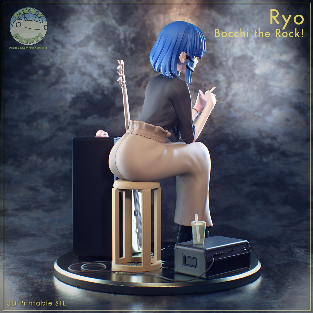 Ryo Yamada (Bocchi the Rock) resin figure by PikkyPrints — studio render 4