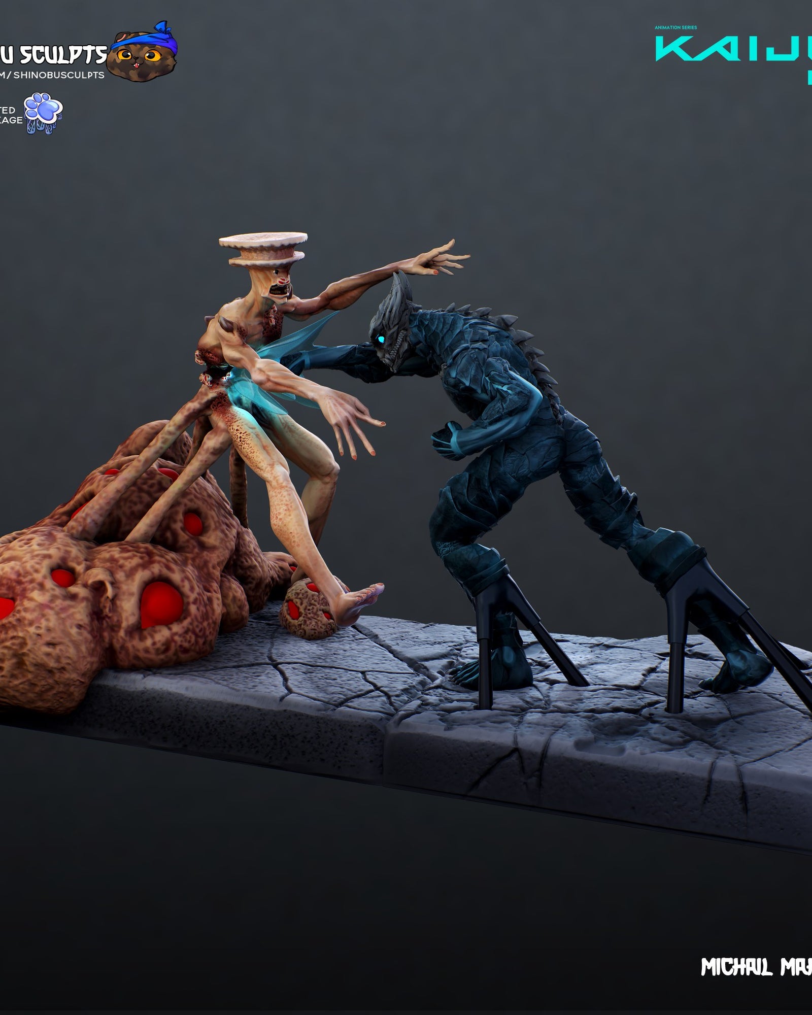 Kaiju No. 8 + Kaiju No. 9 (Kaiju No. 8) resin figure by Shinobu Sculpts — studio render 3