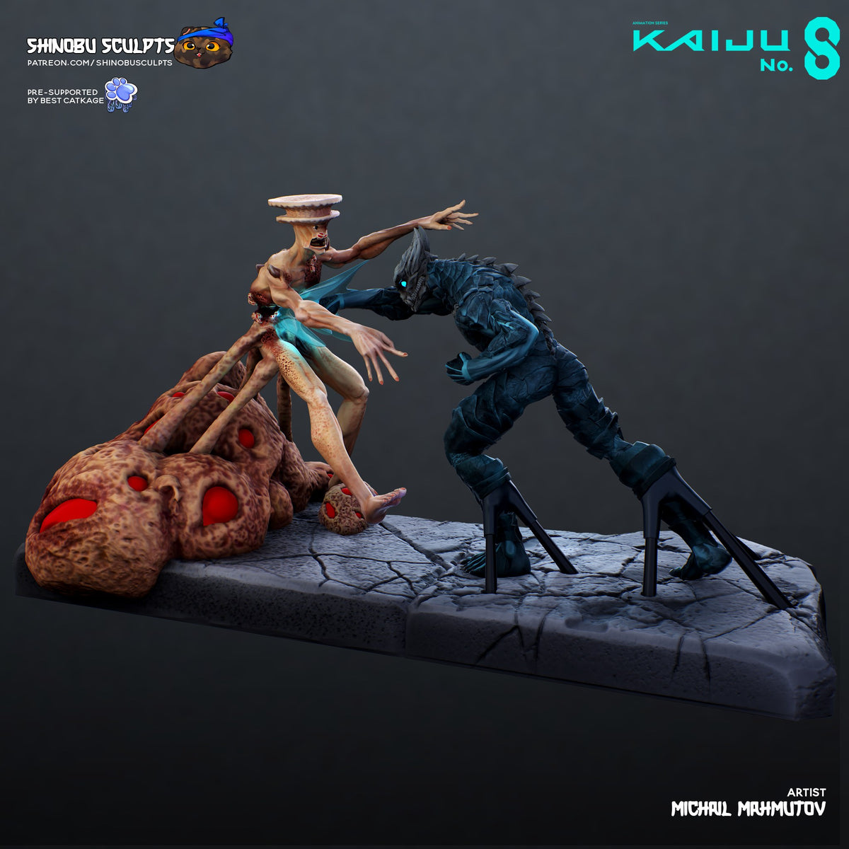 Kaiju No. 8 + Kaiju No. 9 (Kaiju No. 8) resin figure by Shinobu Sculpts — studio render 3