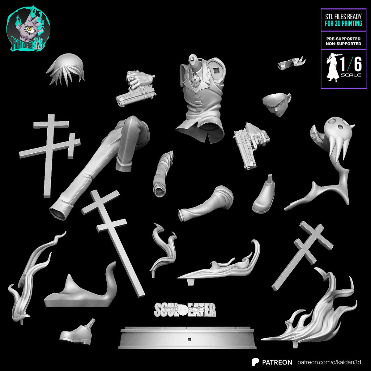 Death the Kid (Soul Eater) resin figure by Kaidan 3D — studio render 7