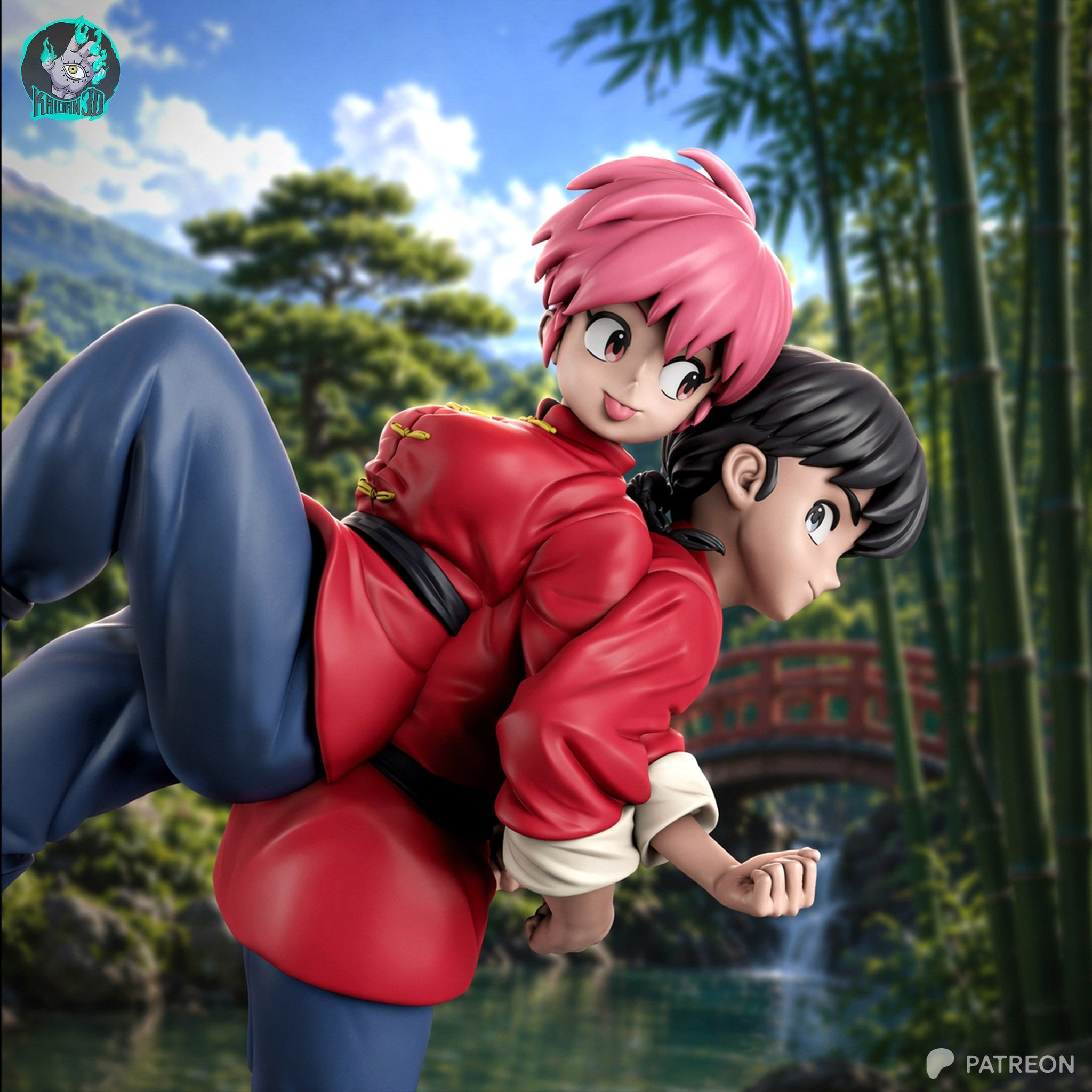 Ranma Saotome (Ranma 1/2) resin figure by Kaidan 3D — studio render 3