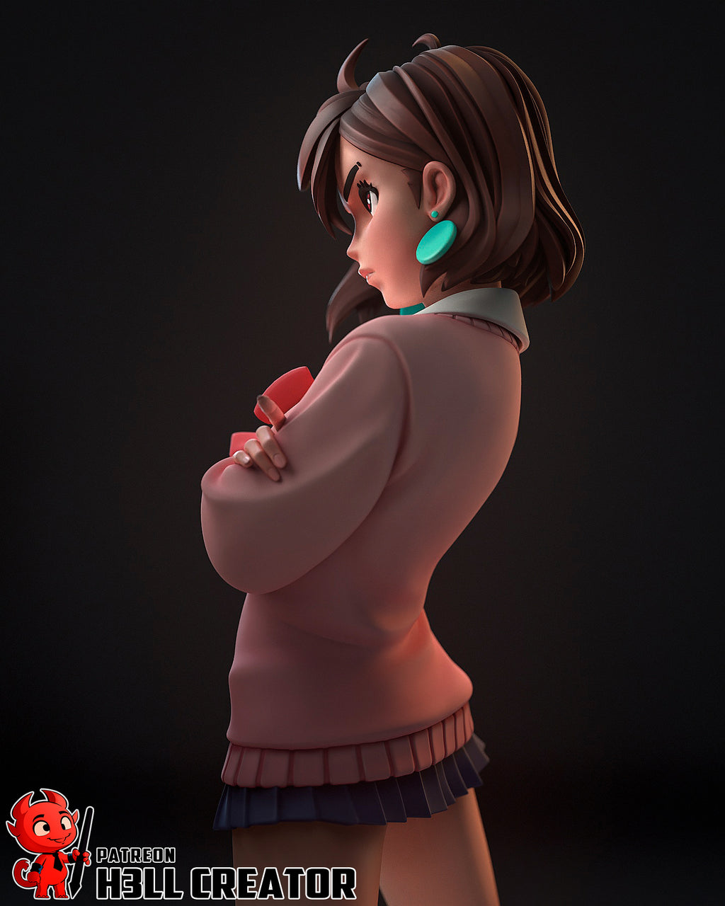 Momo Ayase (Dandadan) resin figure by h3LLcreator — studio render 6