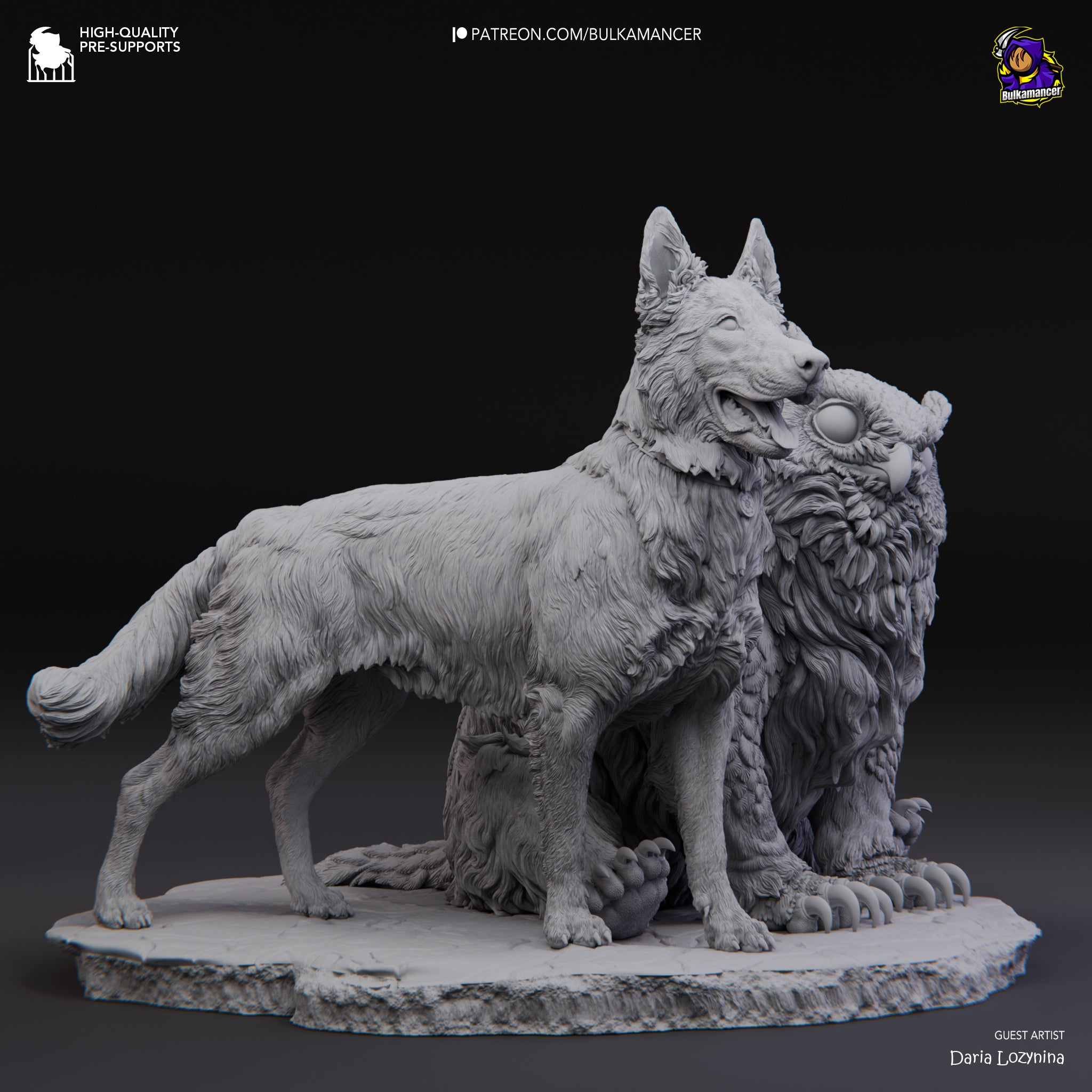 Scratch and Owlbear Cub (Baldur's Gate) resin figure by Bulkamancer — studio render 11