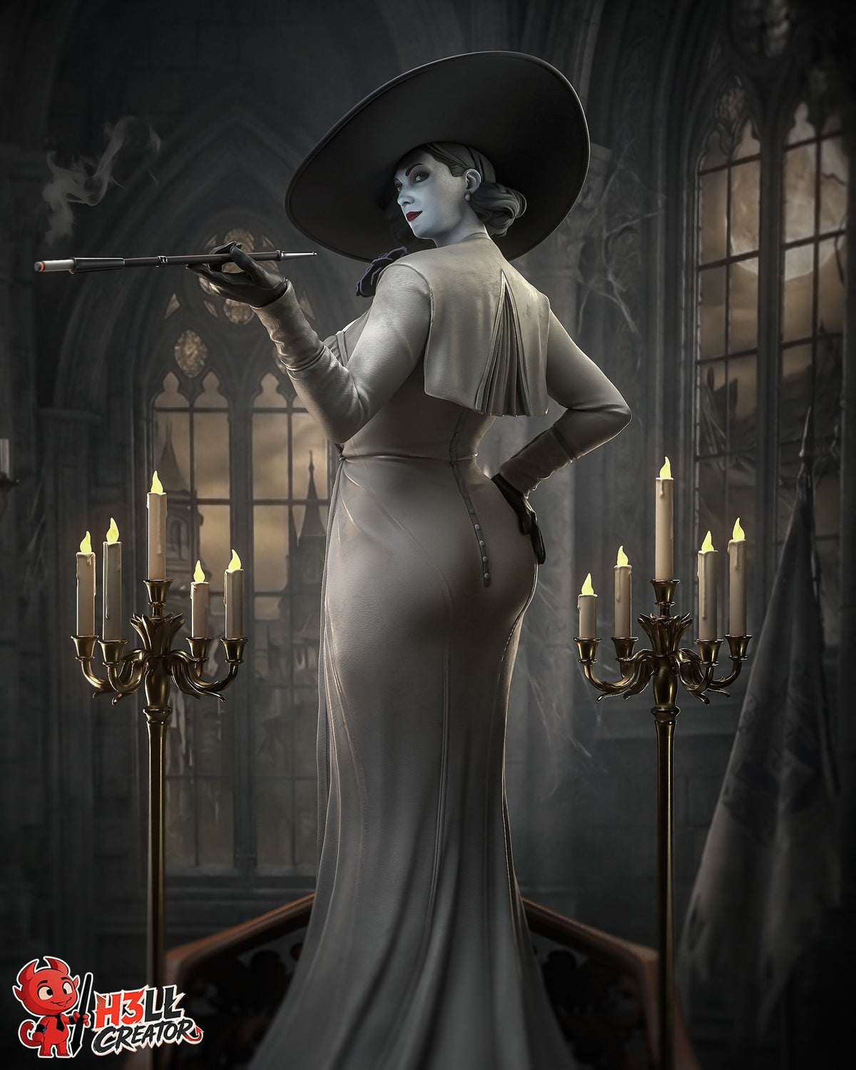 Alcina Dimitrescu (Resident Evil) resin figure by h3LLcreator — studio render 2