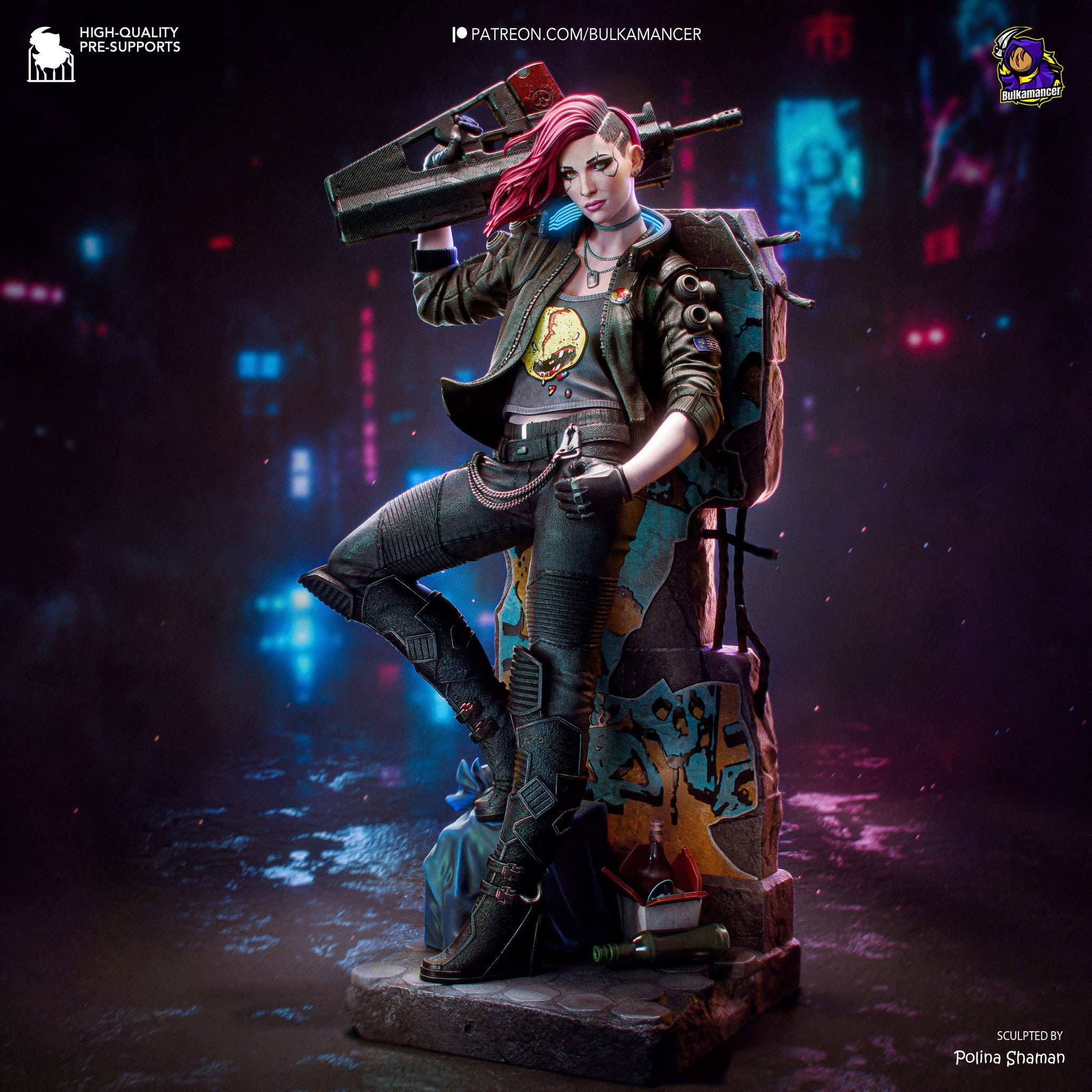 V (Valerie) (Cyberpunk 2077) resin figure by Bulkamancer — studio render 3