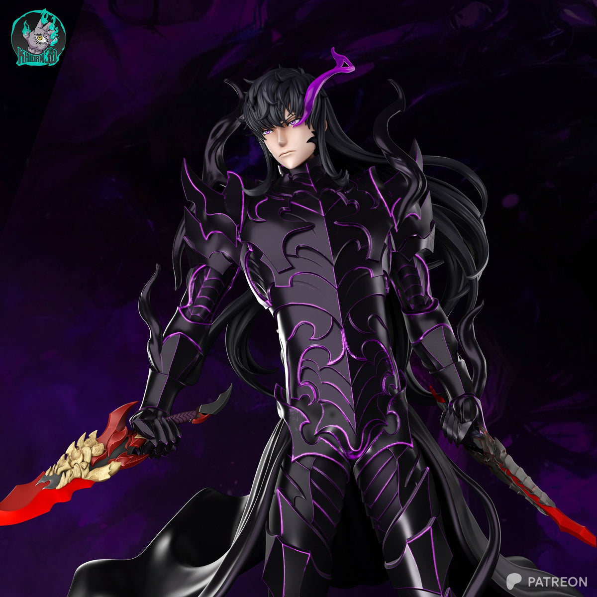 Sung Jinwoo (Solo Leveling) resin figure by Kaidan 3D — studio render 2