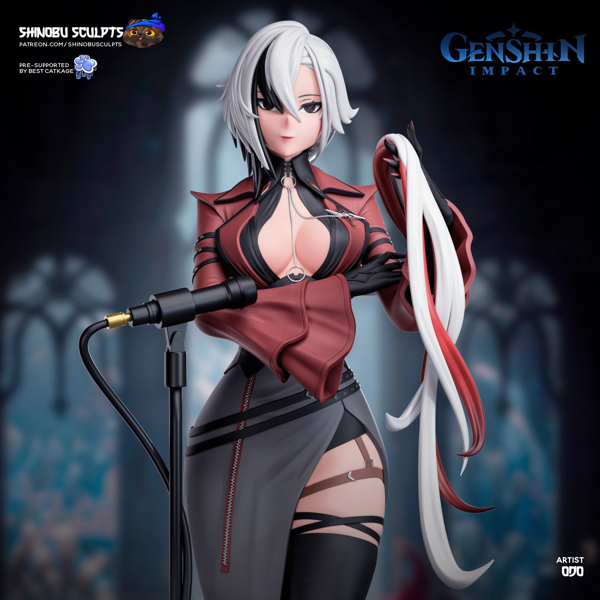 Arlecchino (Genshin Impact) resin figure by Shinobu Sculpts — studio render 1