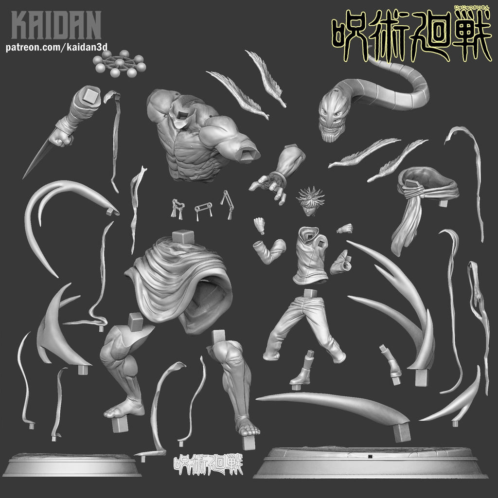 Megumi and Mahoraga (Jujutsu Kaisen) resin figure by Kaidan 3D — studio render 5
