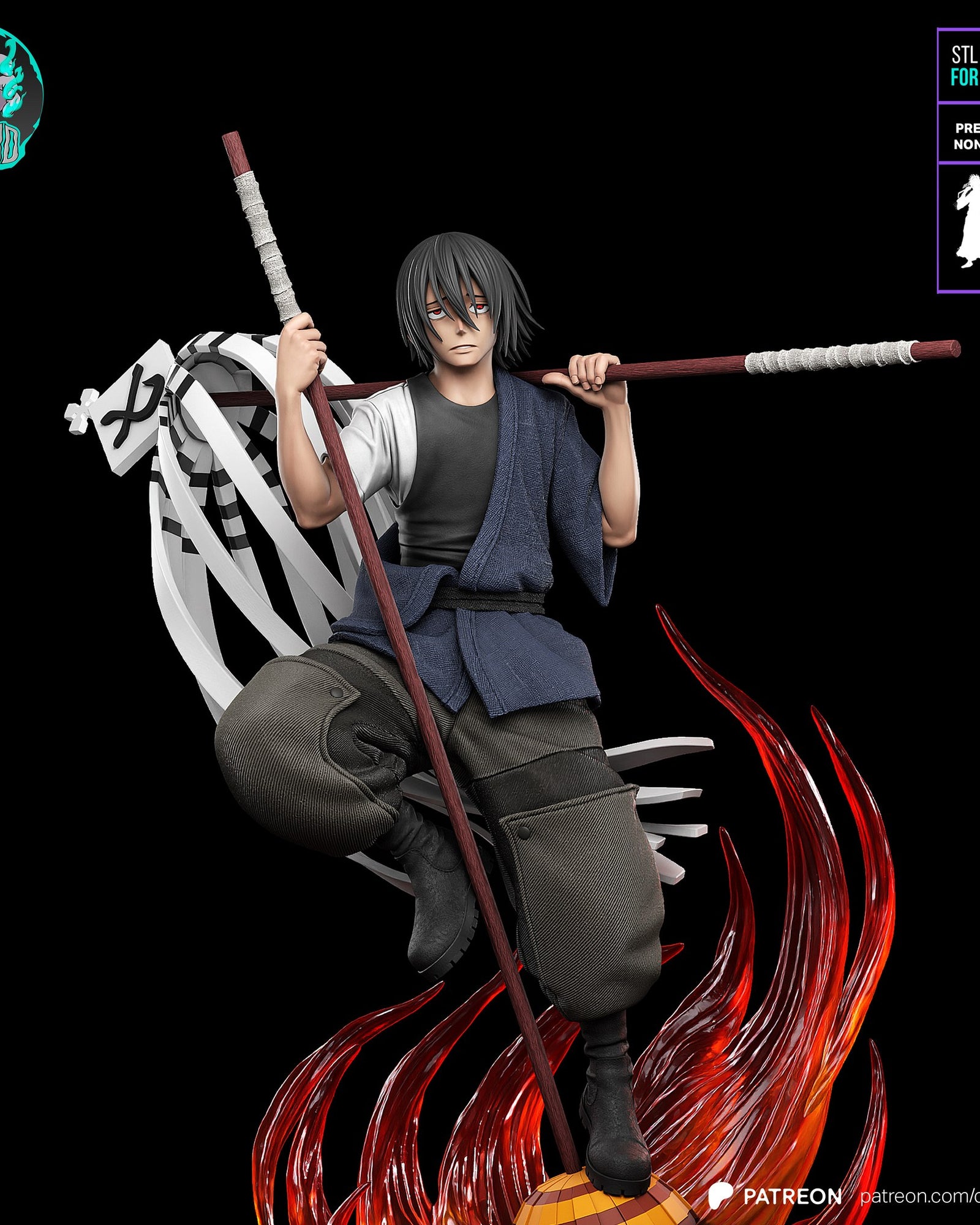 Benimaru Shinmon (Fire Force) resin figure by Kaidan 3D — studio render 2
