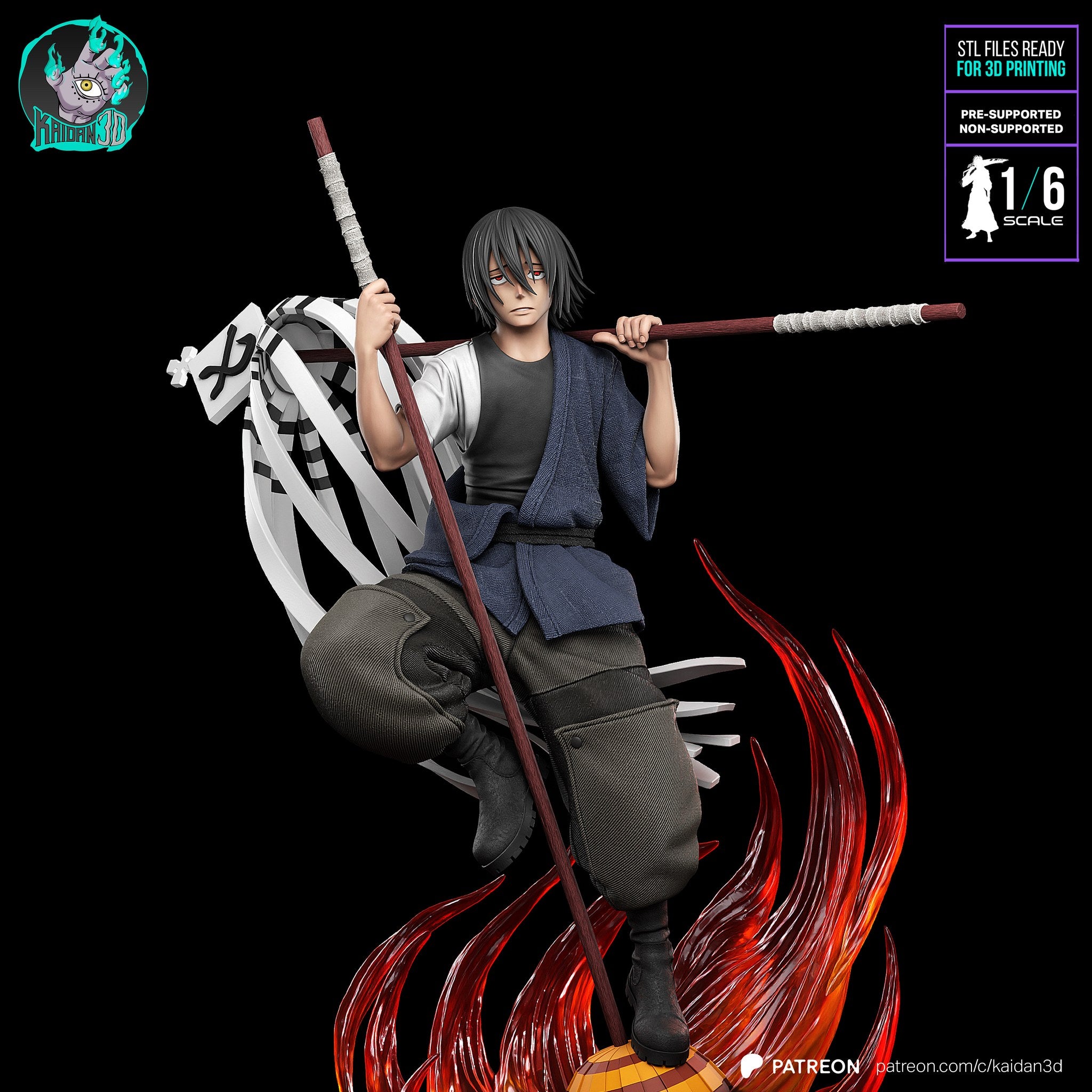 Benimaru Shinmon (Fire Force) resin figure by Kaidan 3D — studio render 2