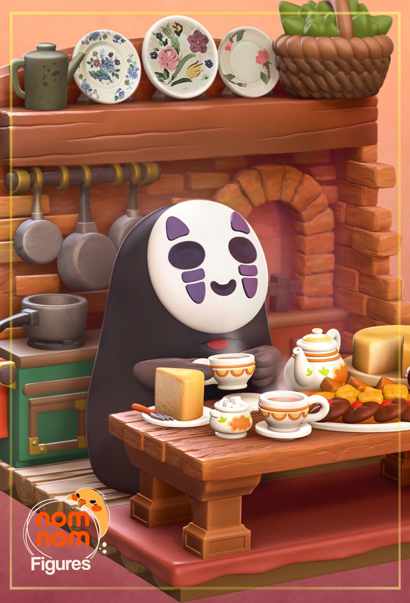 No Face Spirited Away Chibi resin figure by NomNom Figures — studio preview 1