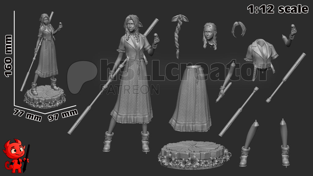 Aerith Gainsborough (Final Fantasy) resin figure by h3LLcreator — studio render 14