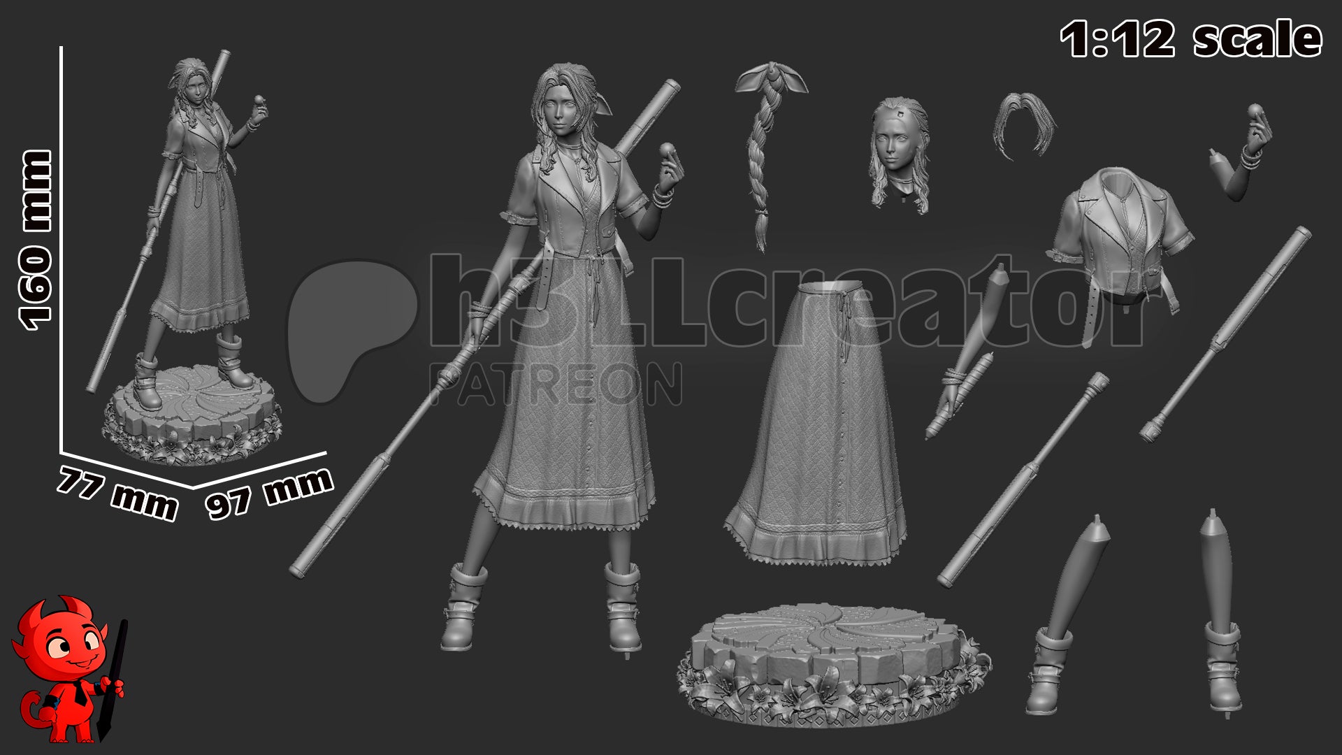 Aerith Gainsborough (Final Fantasy) resin figure by h3LLcreator — studio render 14