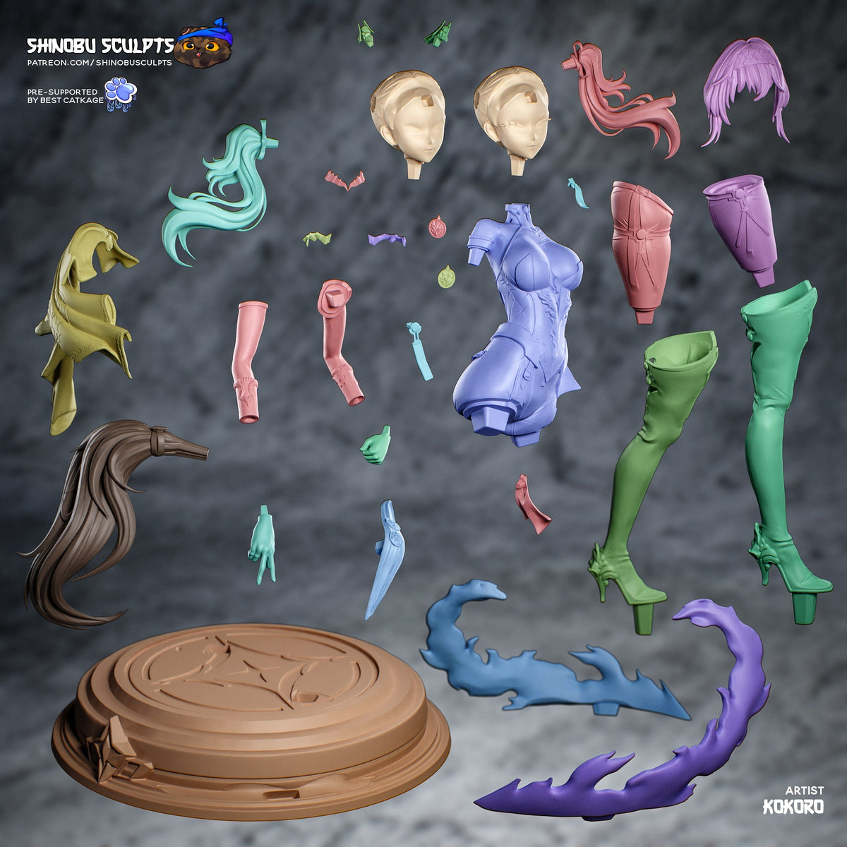 Lupa (Wuthering Waves) resin figure by Shinobu Sculpts — studio render 8