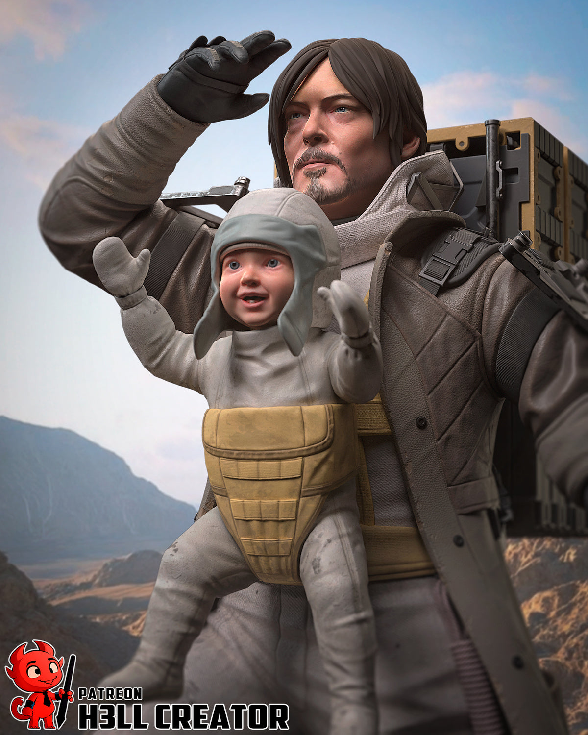 Sam Porter Bridges (Death Stranding) resin figure by h3LLcreator — studio render 1