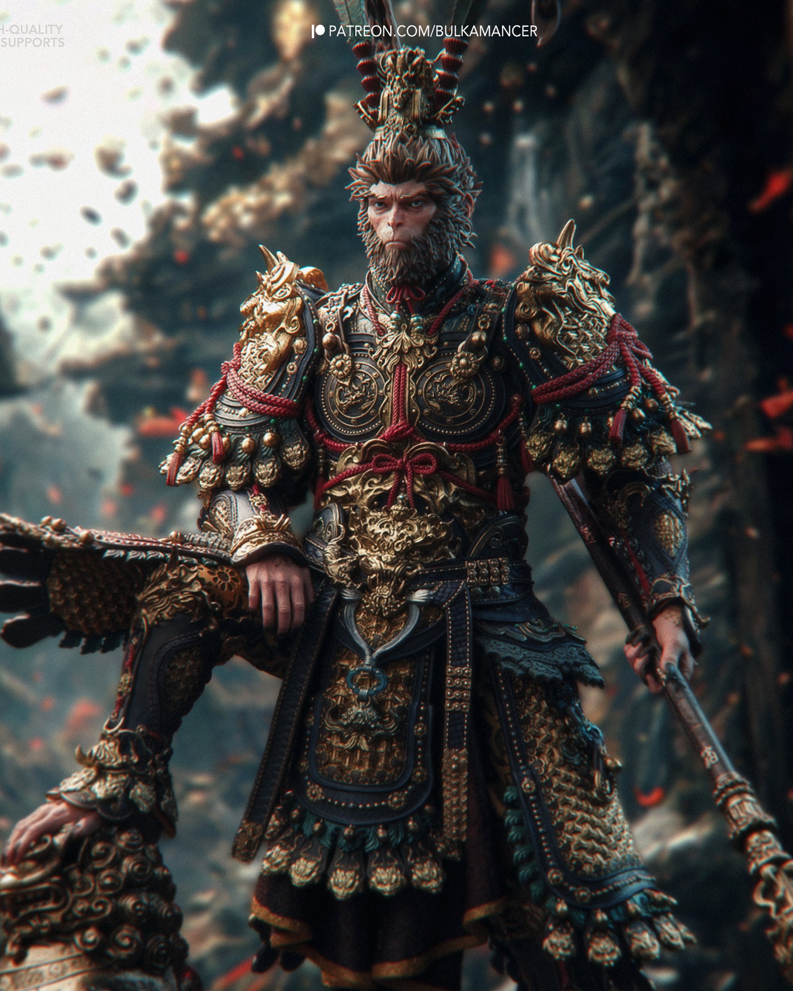 The Destined One (Black Myth Wukong) resin figure by Bulkamancer — studio render 1