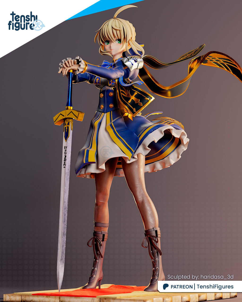 Artoria Pendragon (Fate) resin figure by Tenshi Figures — studio render 4