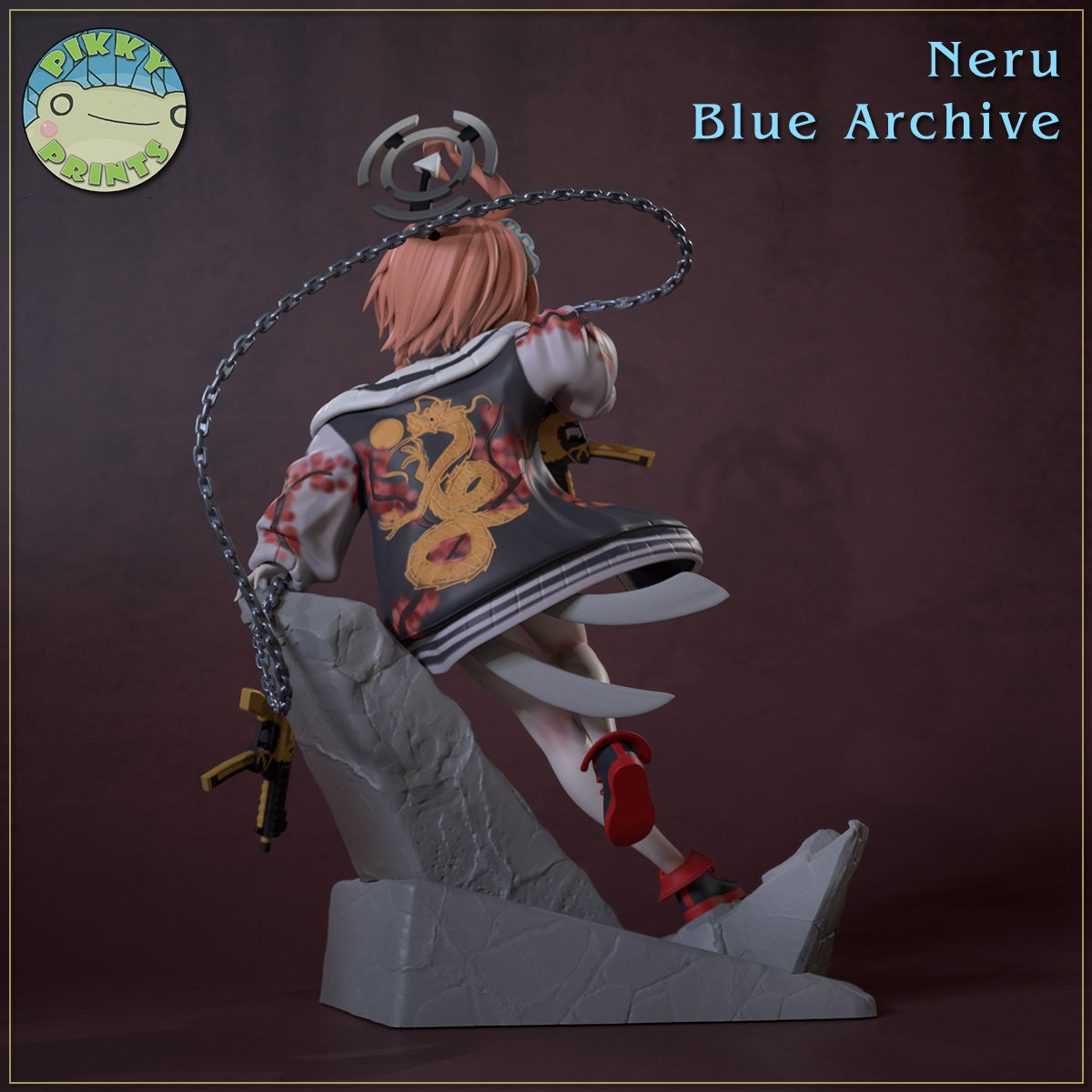Mikamo Neru (Blue Archive) resin figure by PikkyPrints — studio render 3