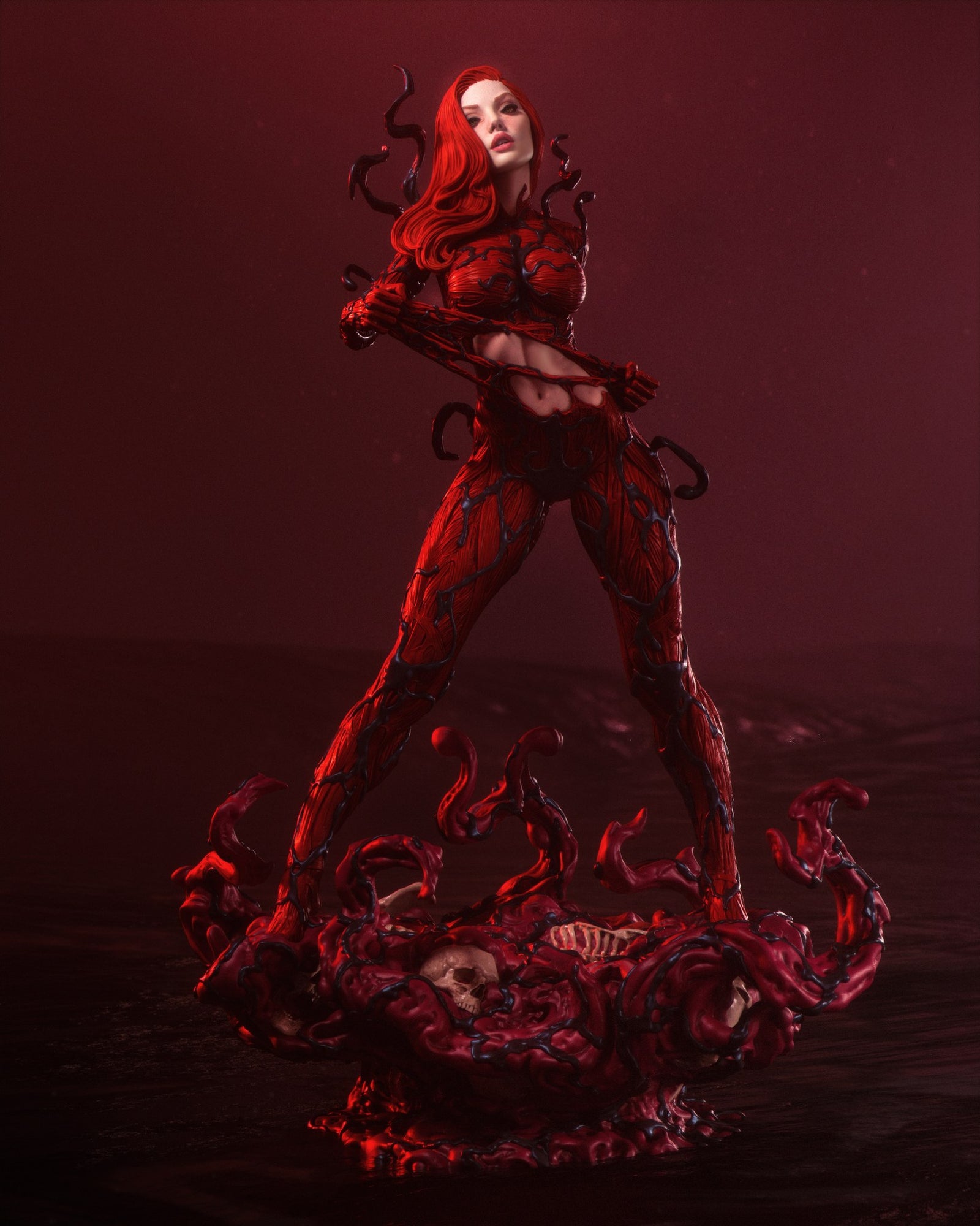 Carnage and Mary Jane Watson (Marvel) resin figure by CA 3D Studios — studio render 2