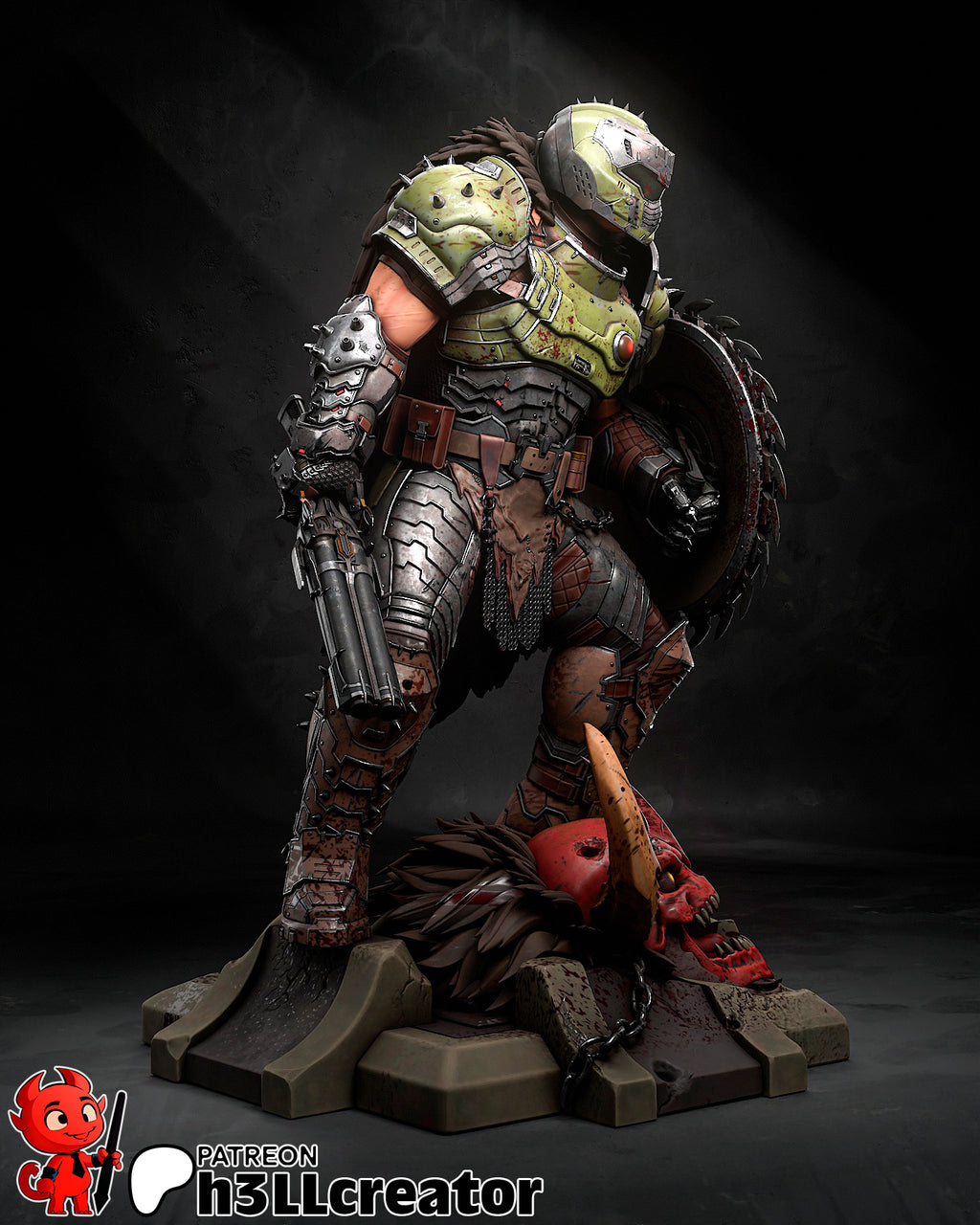 Doom Guy (Doom) resin figure by h3LLcreator — studio render 6