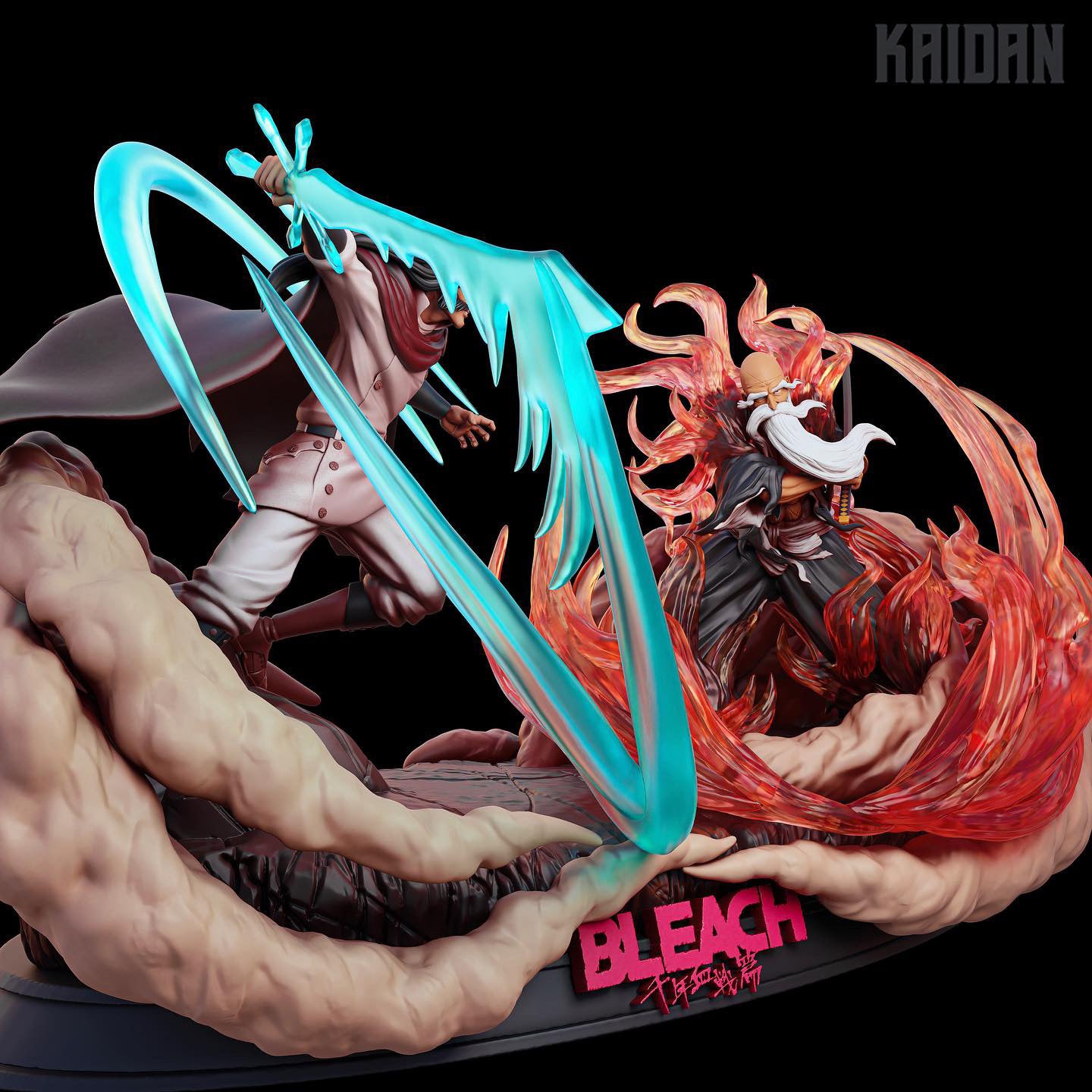 Yhwach and Yamamoto (Bleach) resin figure by Kaidan 3D — studio render 4