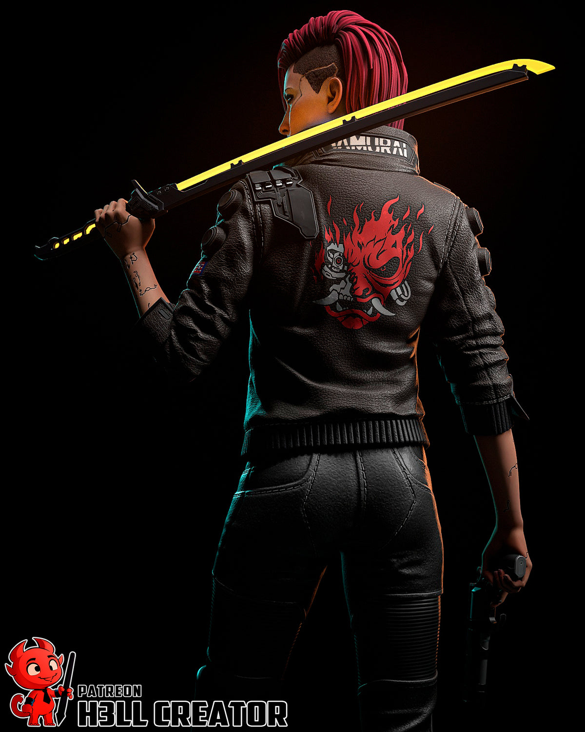 Female V (Cyberpunk 2077) resin figure by h3LLcreator — studio render 10