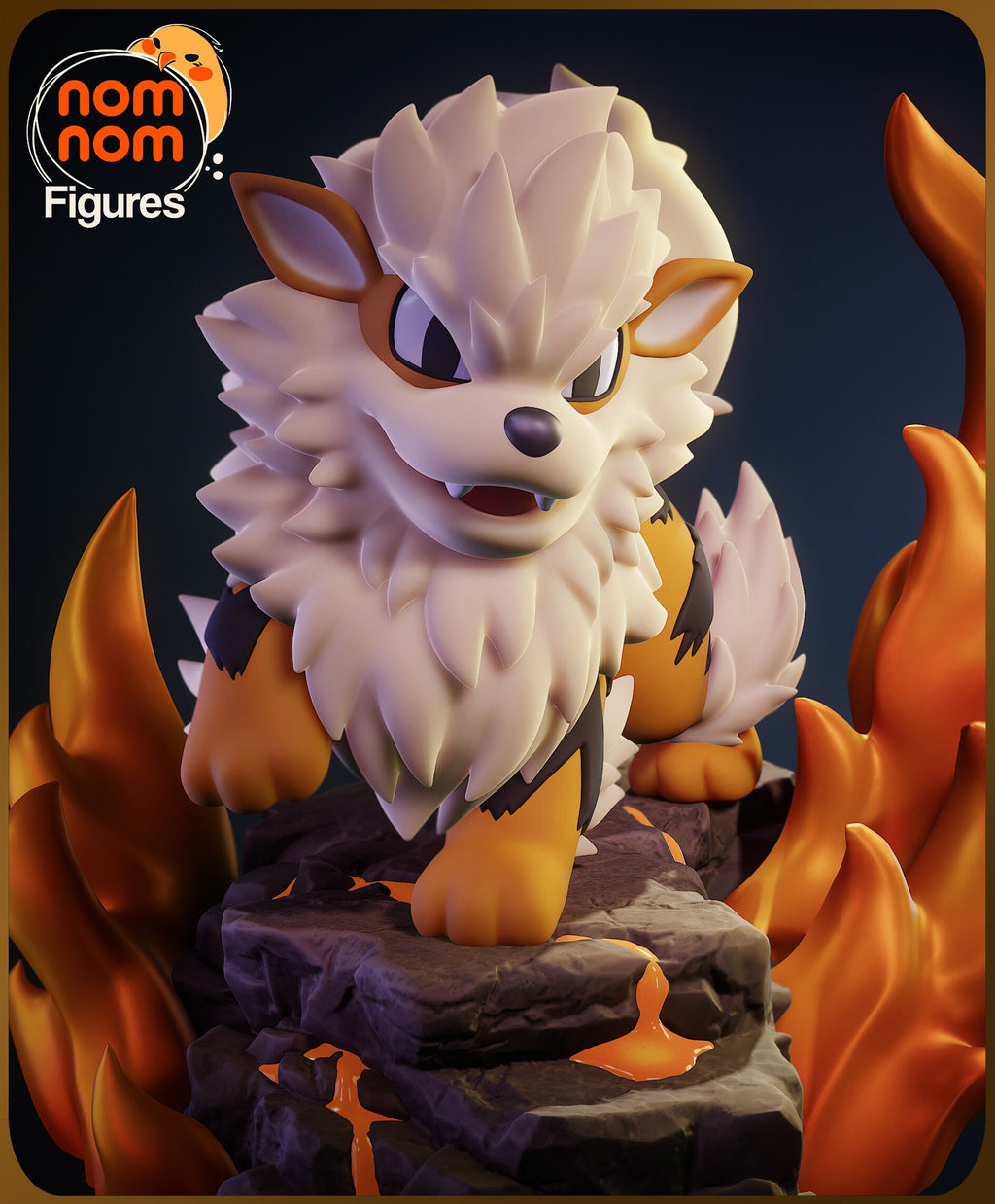 Arcanine Pokemon Chibi resin figure by NomNom Figures — studio preview 2