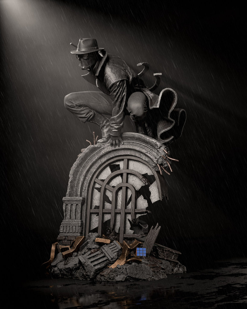 Spider-Man Noir (Marvel) resin figure by CA 3D Studios — studio render 4