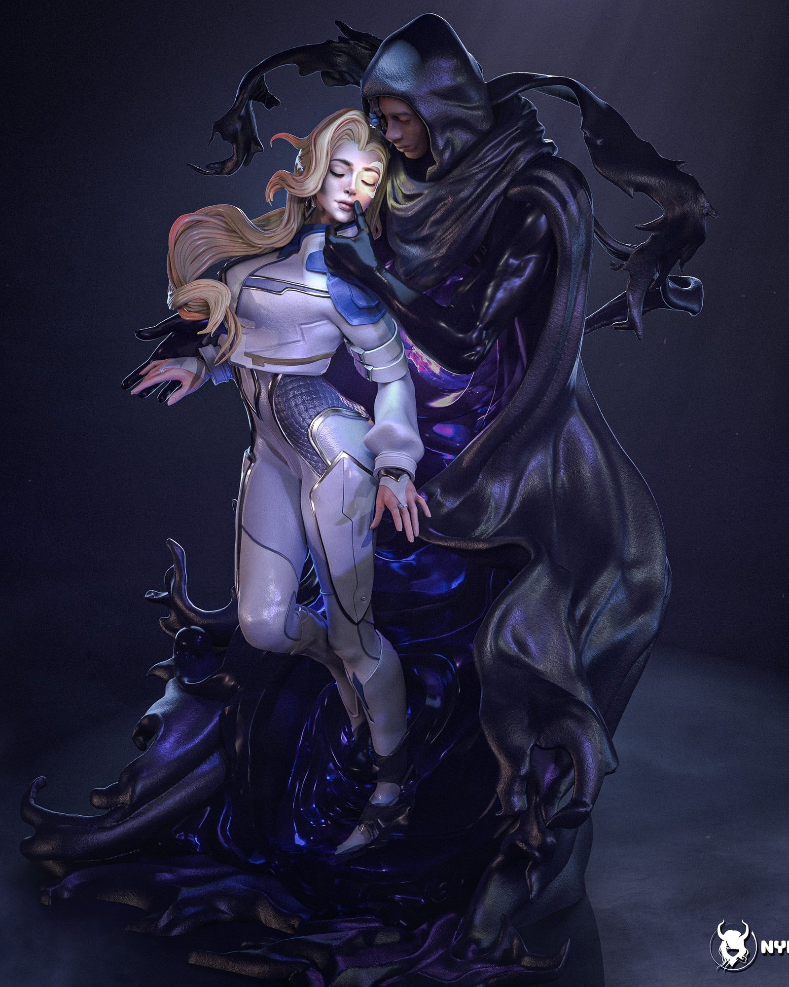 Cloak and Dagger (Marvel) resin figure by Nympha — studio render 2