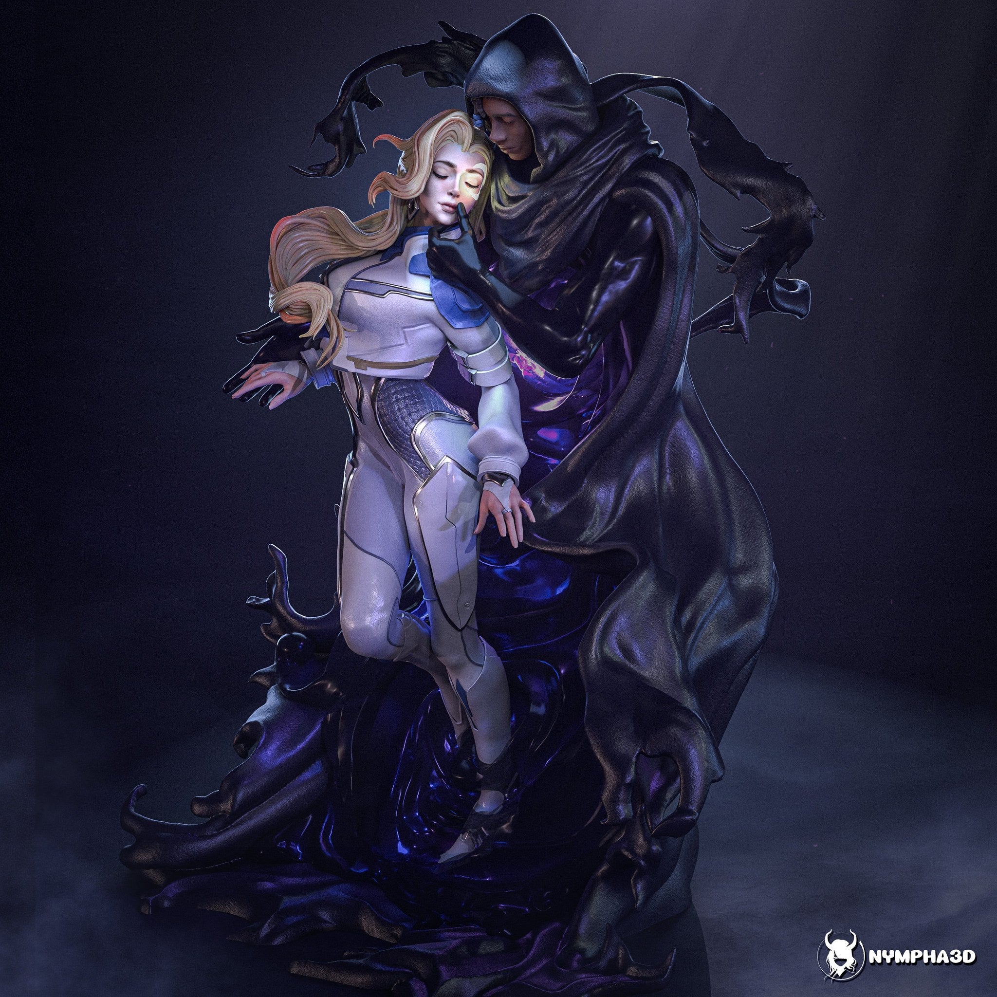 Cloak and Dagger (Marvel) resin figure by Nympha — studio render 2