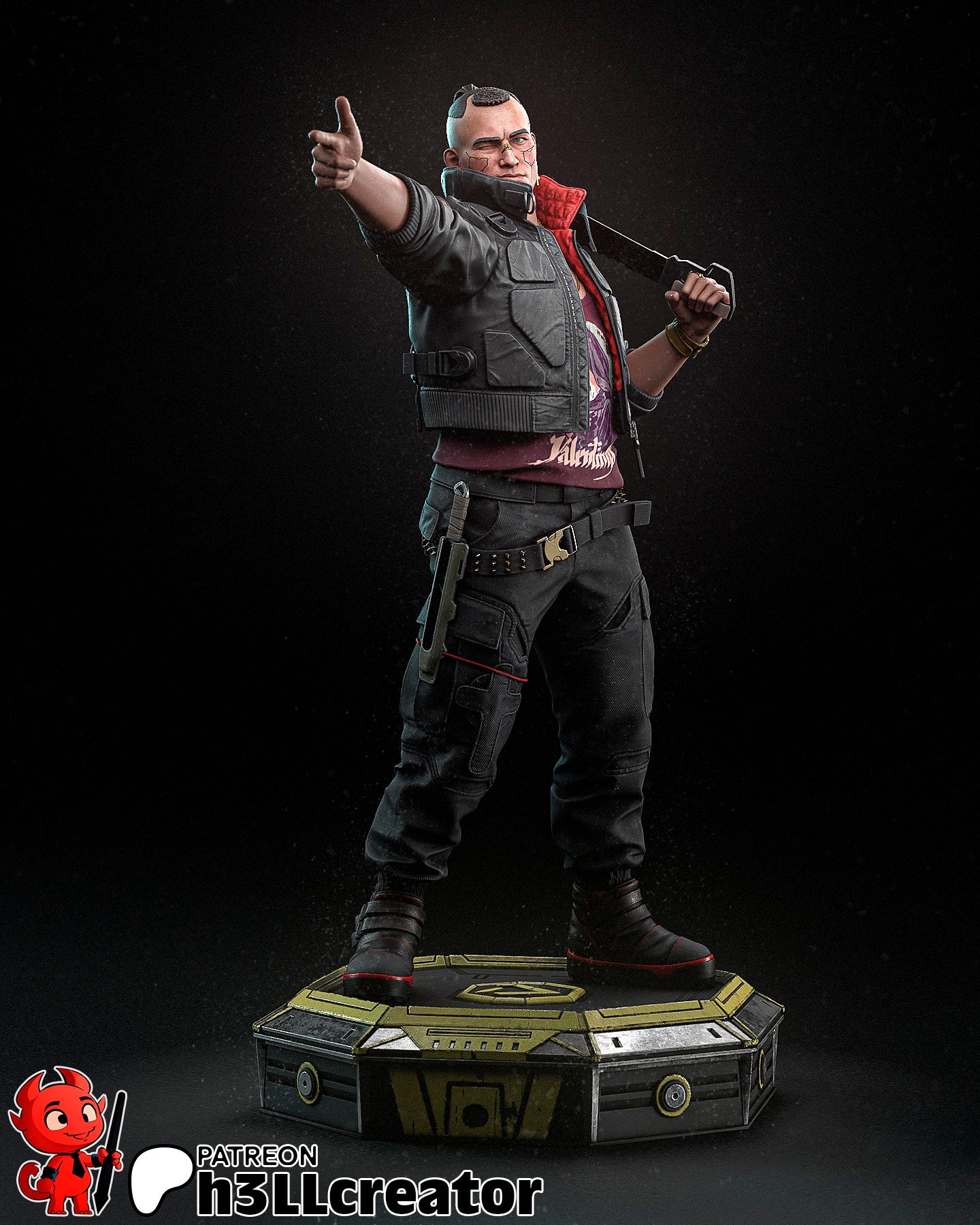 Jackie Welles (Cyberpunk 2077) resin figure by h3LLcreator — studio render 2