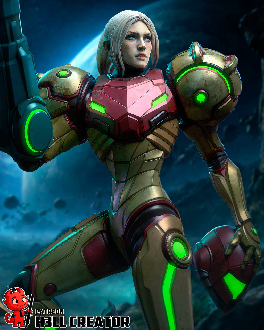 Samus Aran (Metroid) resin figure by h3LLcreator — studio render 1