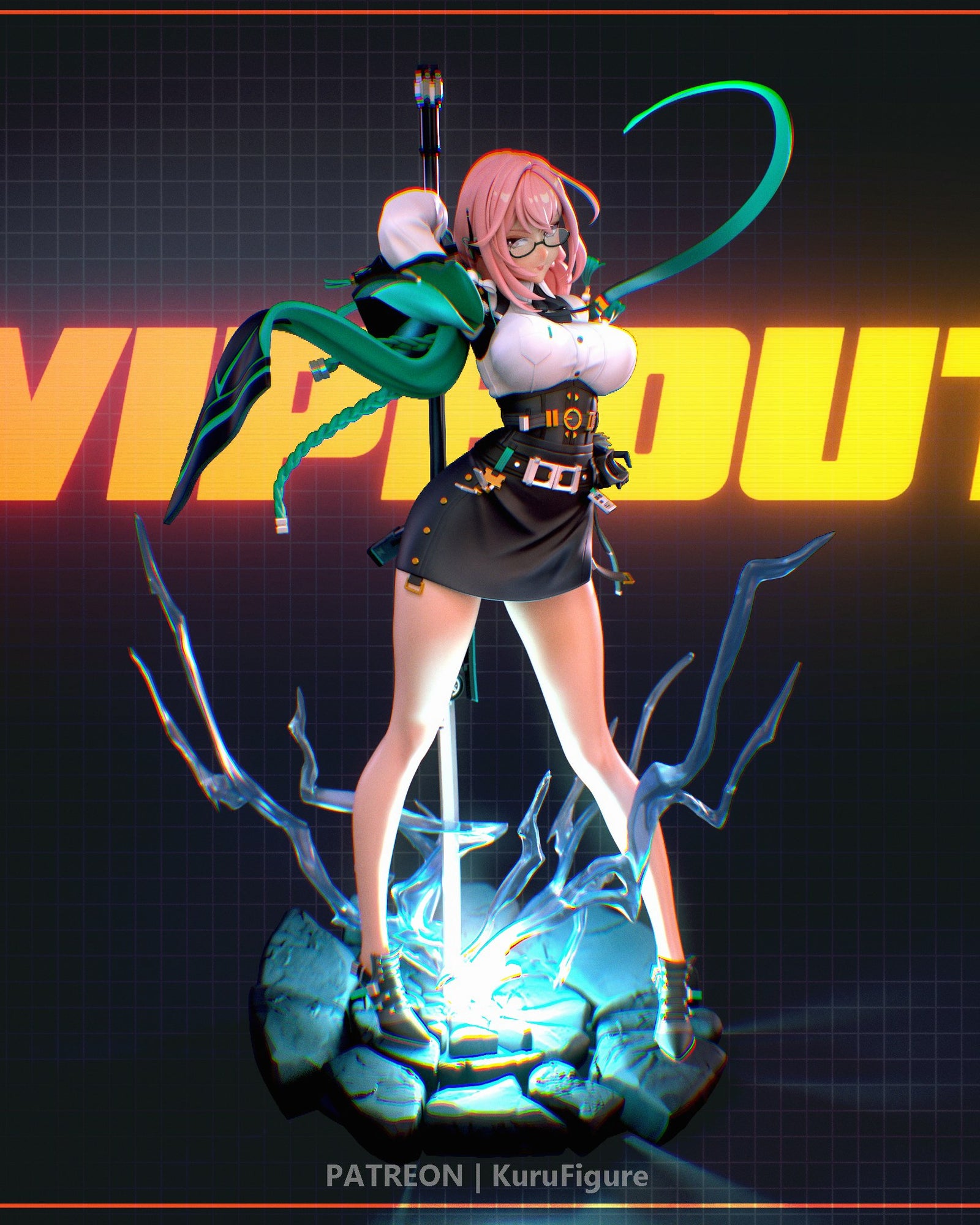 Tsukishiro Yanagi (Zenless Zone Zero) resin figure by Kuru Figures — studio render 1