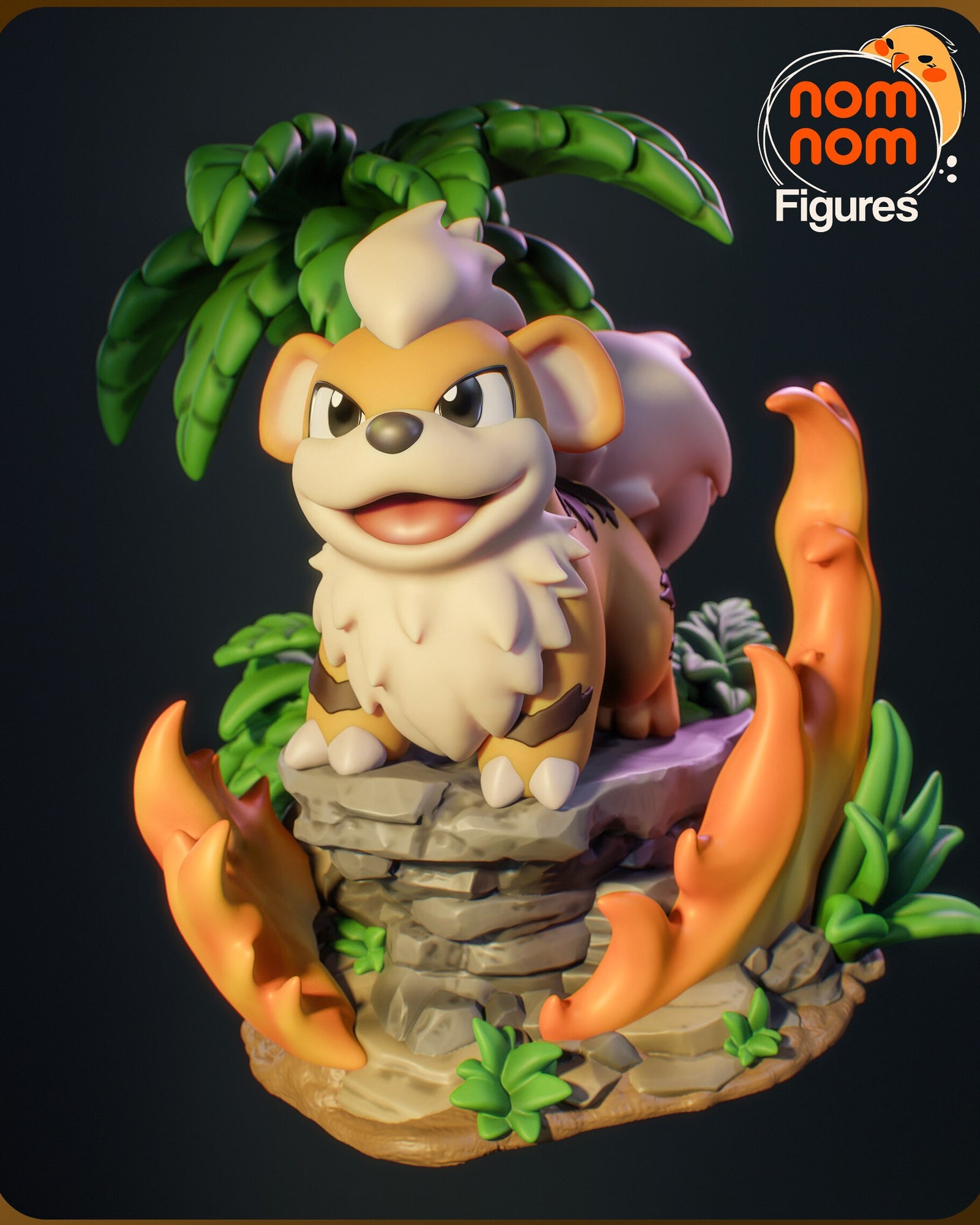 Growlithe Pokemon Chibi resin figure by NomNom Figures — studio preview 2
