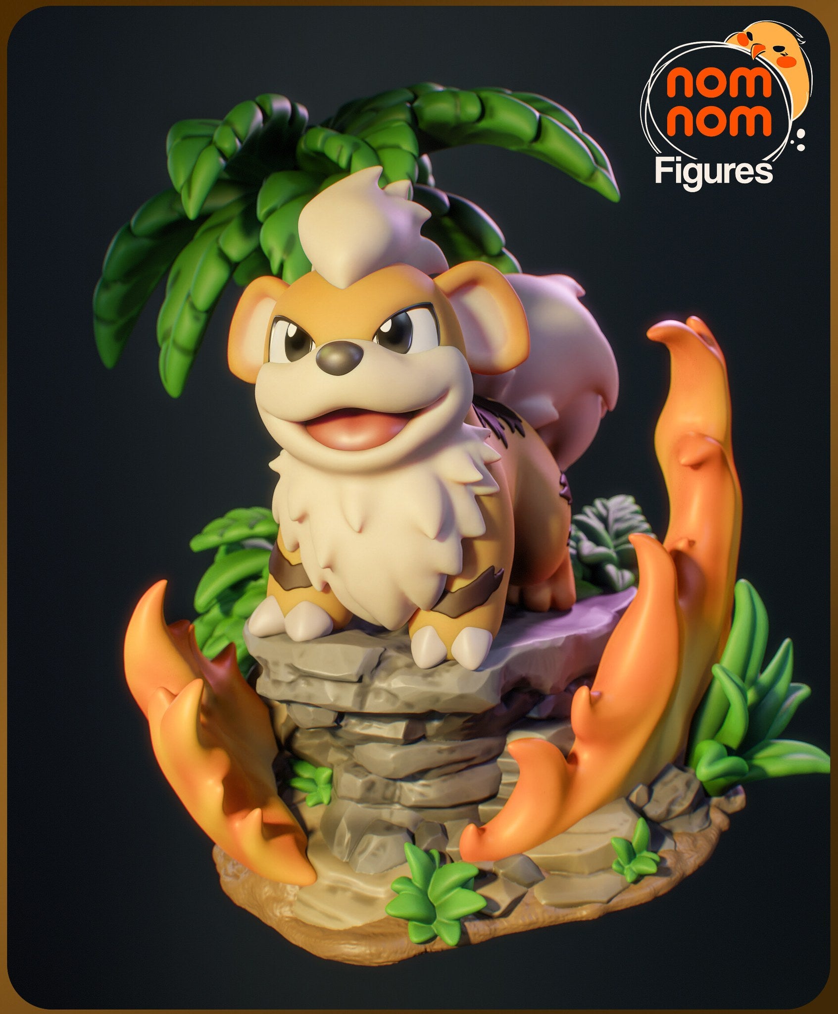 Growlithe Pokemon Chibi resin figure by NomNom Figures — studio preview 2