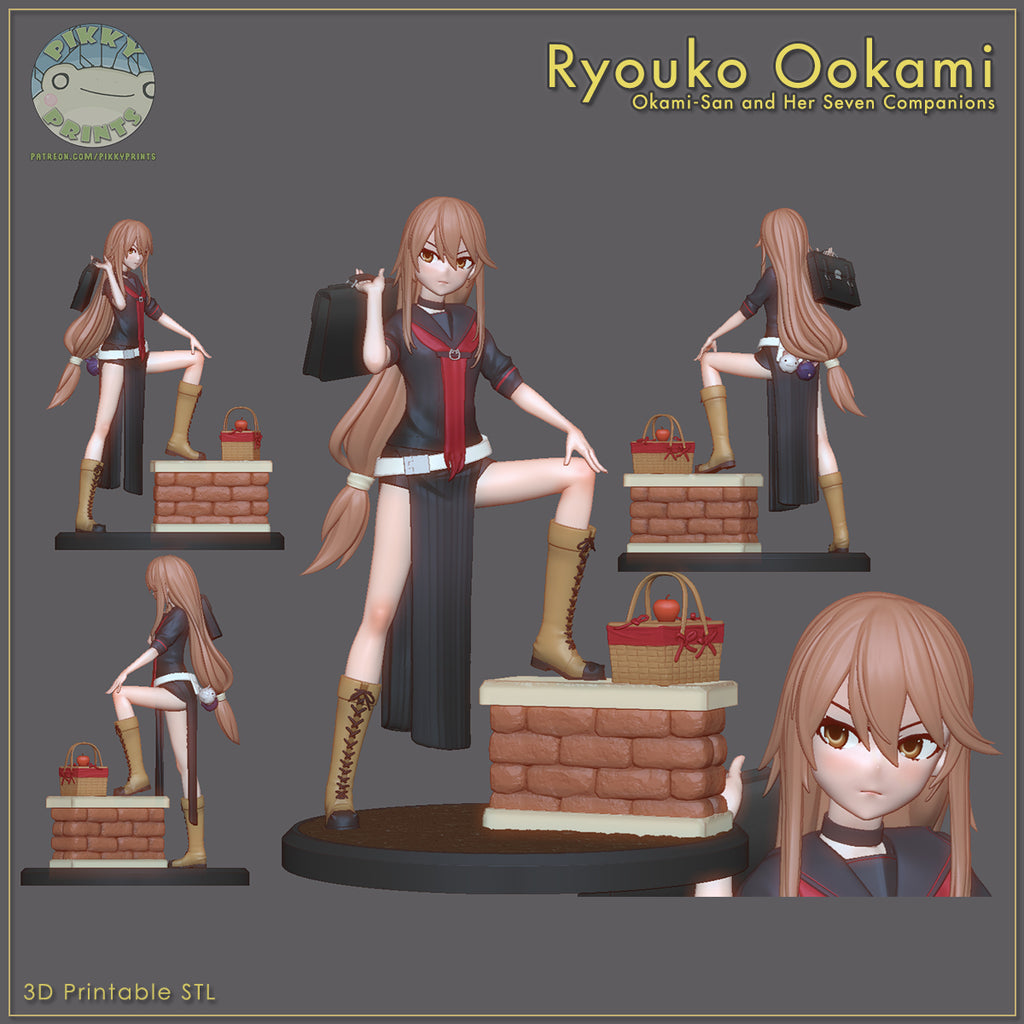 Ryouko Ookami (Okami-san and Her Seven Companions) resin figure by PikkyPrints — studio render 6
