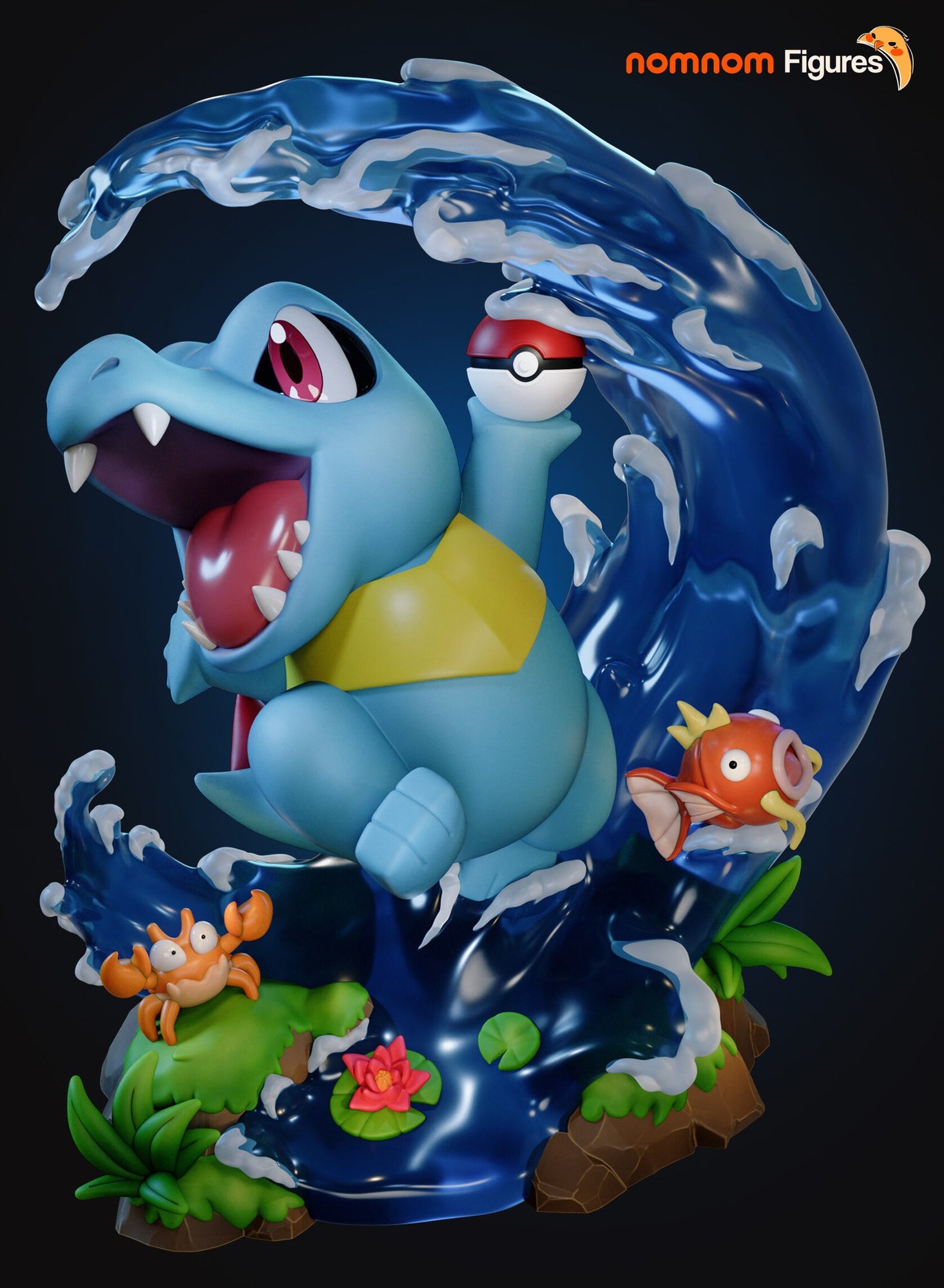 Totodile Pokemon Chibi resin figure by NomNom Figures — studio preview 1