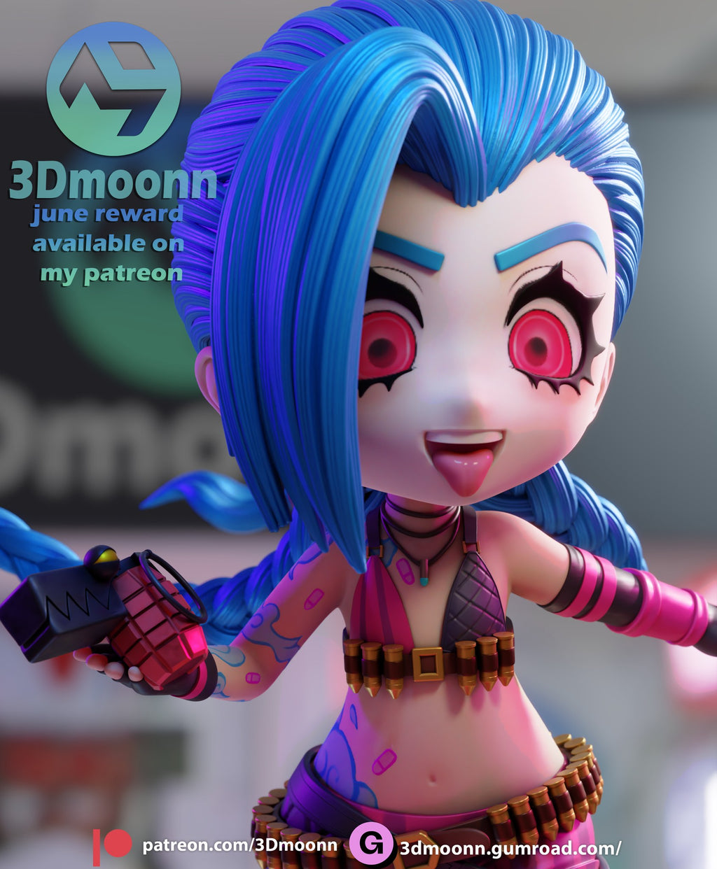 jinx arcane 3dmoonn chibi