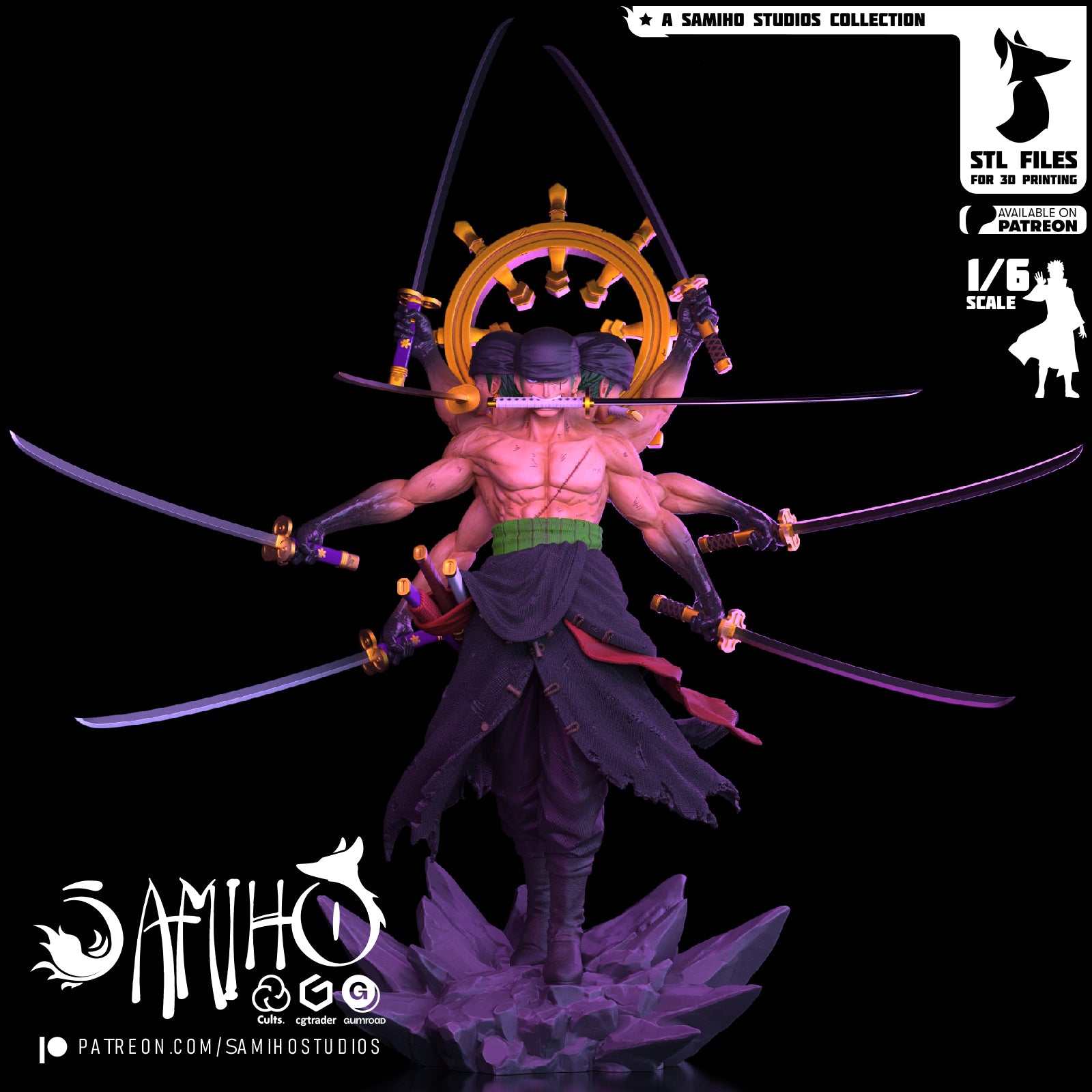 roronoa zoro one piece samiho studios ashura
